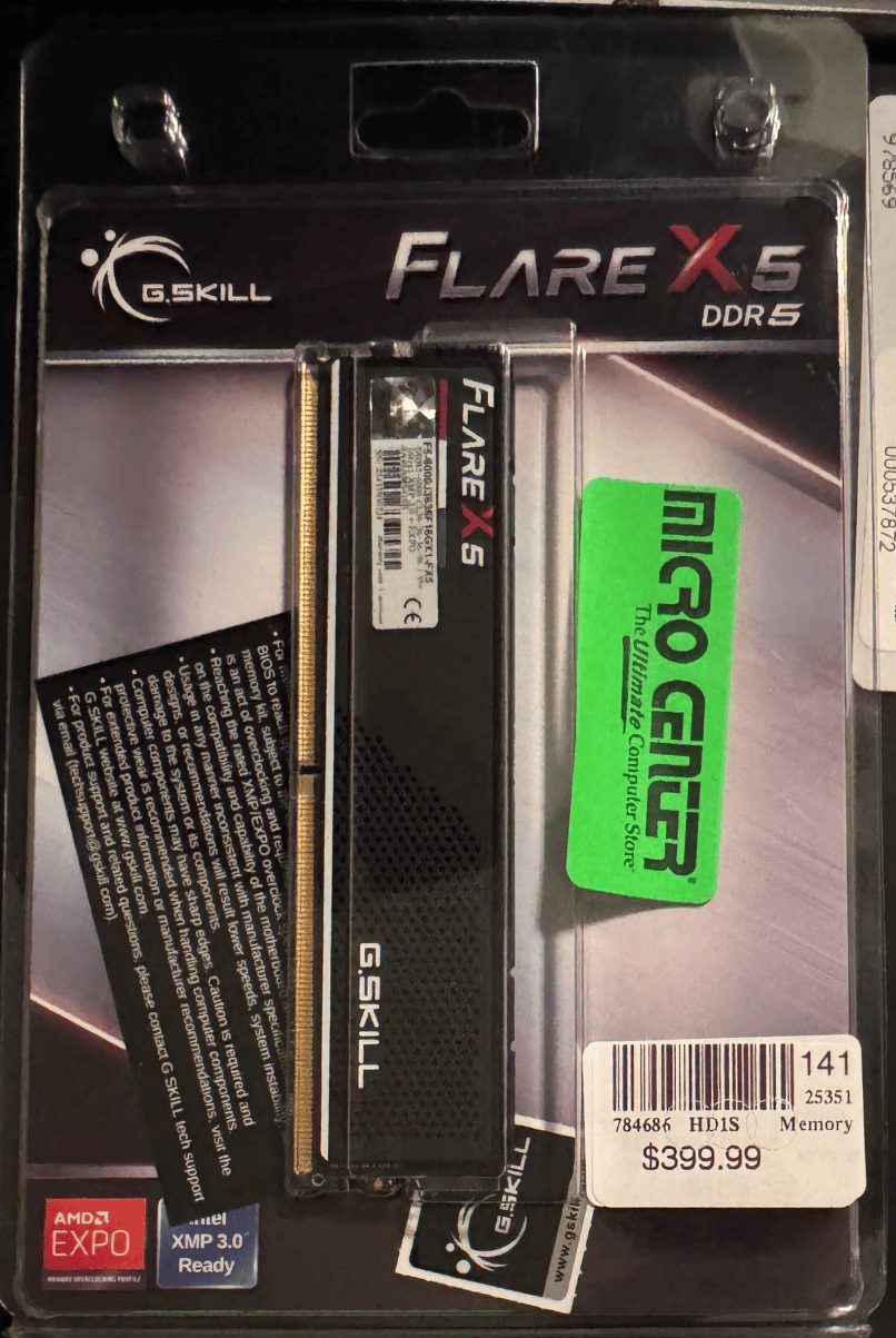 G.Skill Flare X5 16GB (1 x 16GB) DDR5-6000 PC5-48000 CL36 Black