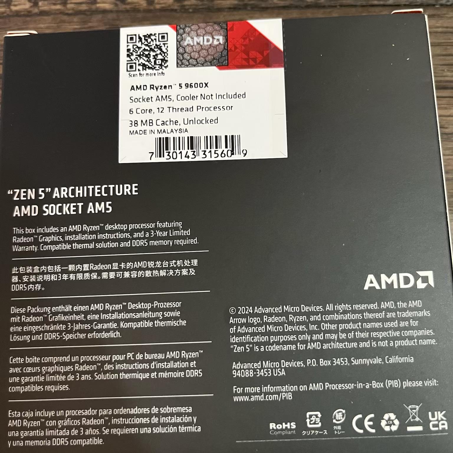 AMD Ryzen 5 9600X (Brand New)