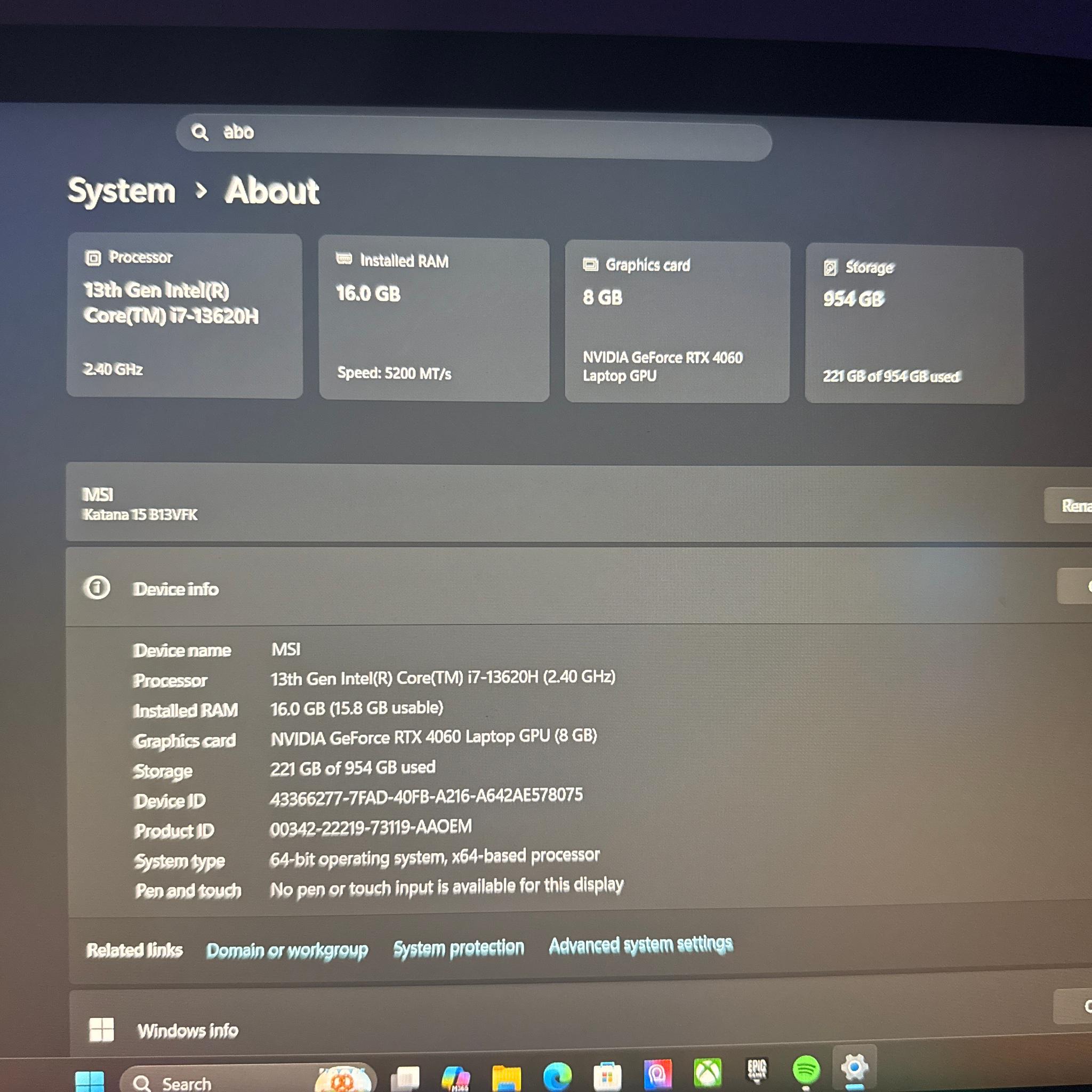 MSI Katana 15 B13v 15”