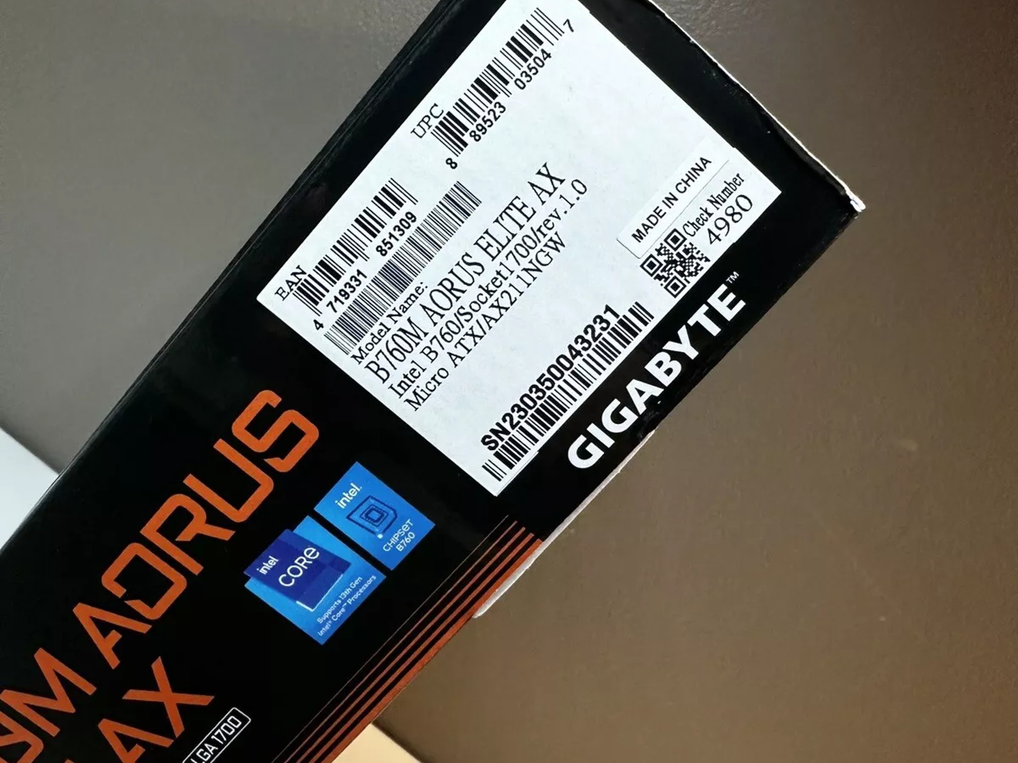 Gigabyte B760M Aorus Elite AX DDR5 Intel Socket LGA 1700 Motherboard BRAND NEW