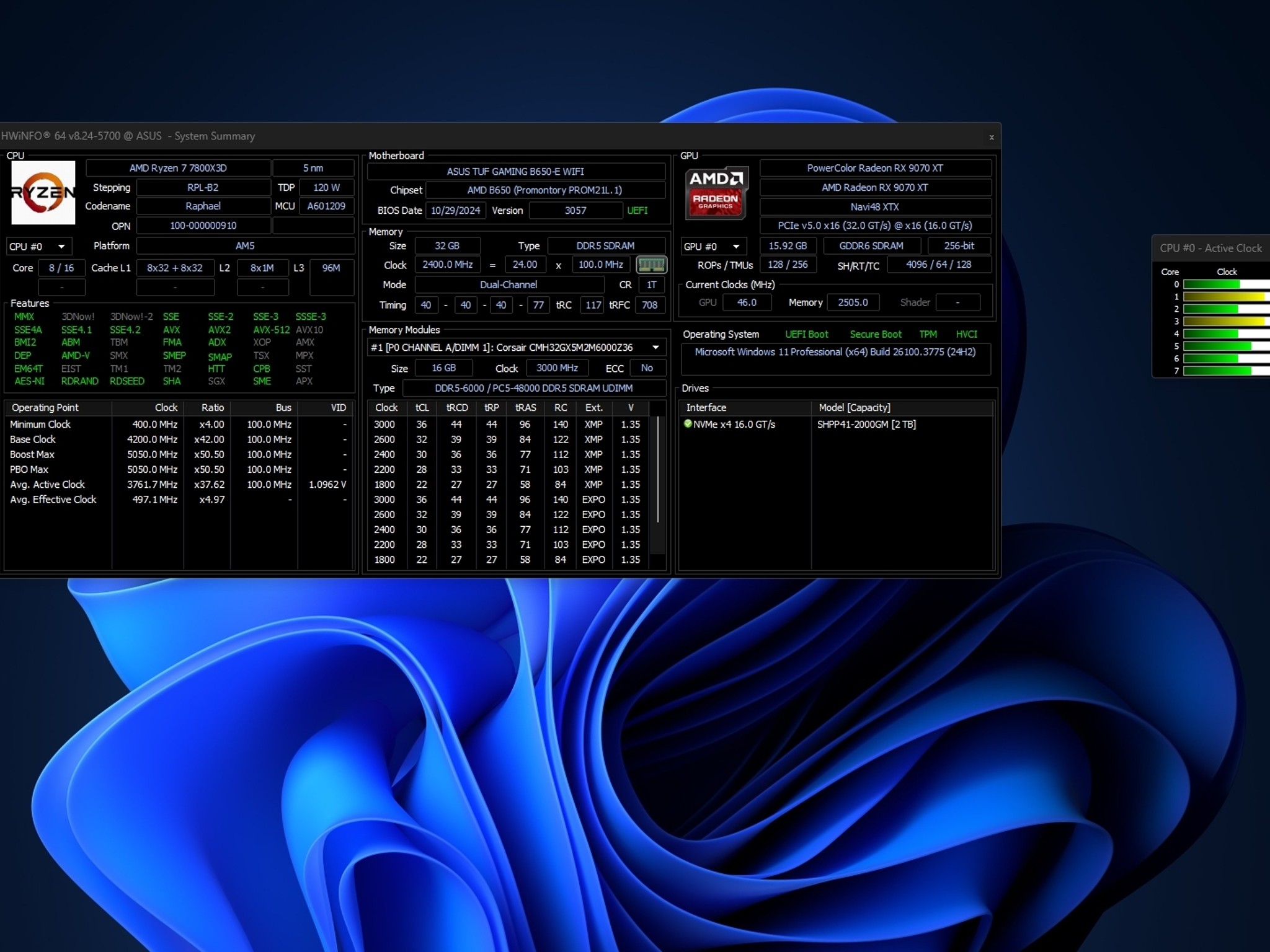💎New Powercolor AMD Radeon™ RX 9070 XT 16GB /AMD Ryzen 7800X3D w/ CORSAIR VENGEANCE 32GB DDR5-6000 💎
