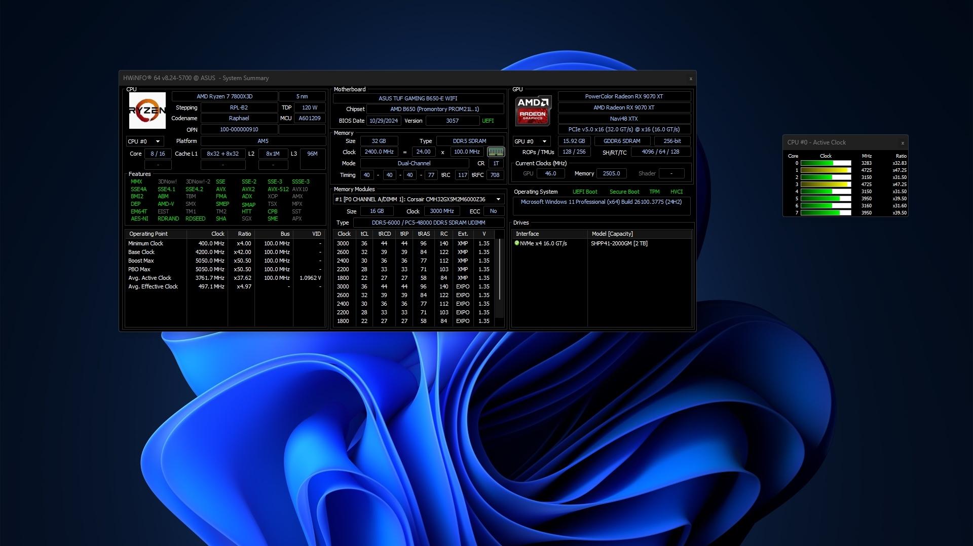 💎New Powercolor AMD Radeon™ RX 9070 XT 16GB /AMD Ryzen 7800X3D w/ CORSAIR VENGEANCE 32GB DDR5-6000 💎