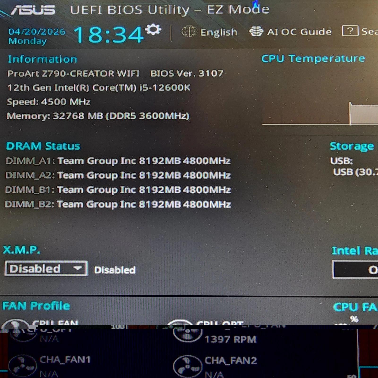 UPDATED BIOS ASUS PROART Z790-CREATOR WIFI LGA1700 DDR5 ATX MOTHERBOARD