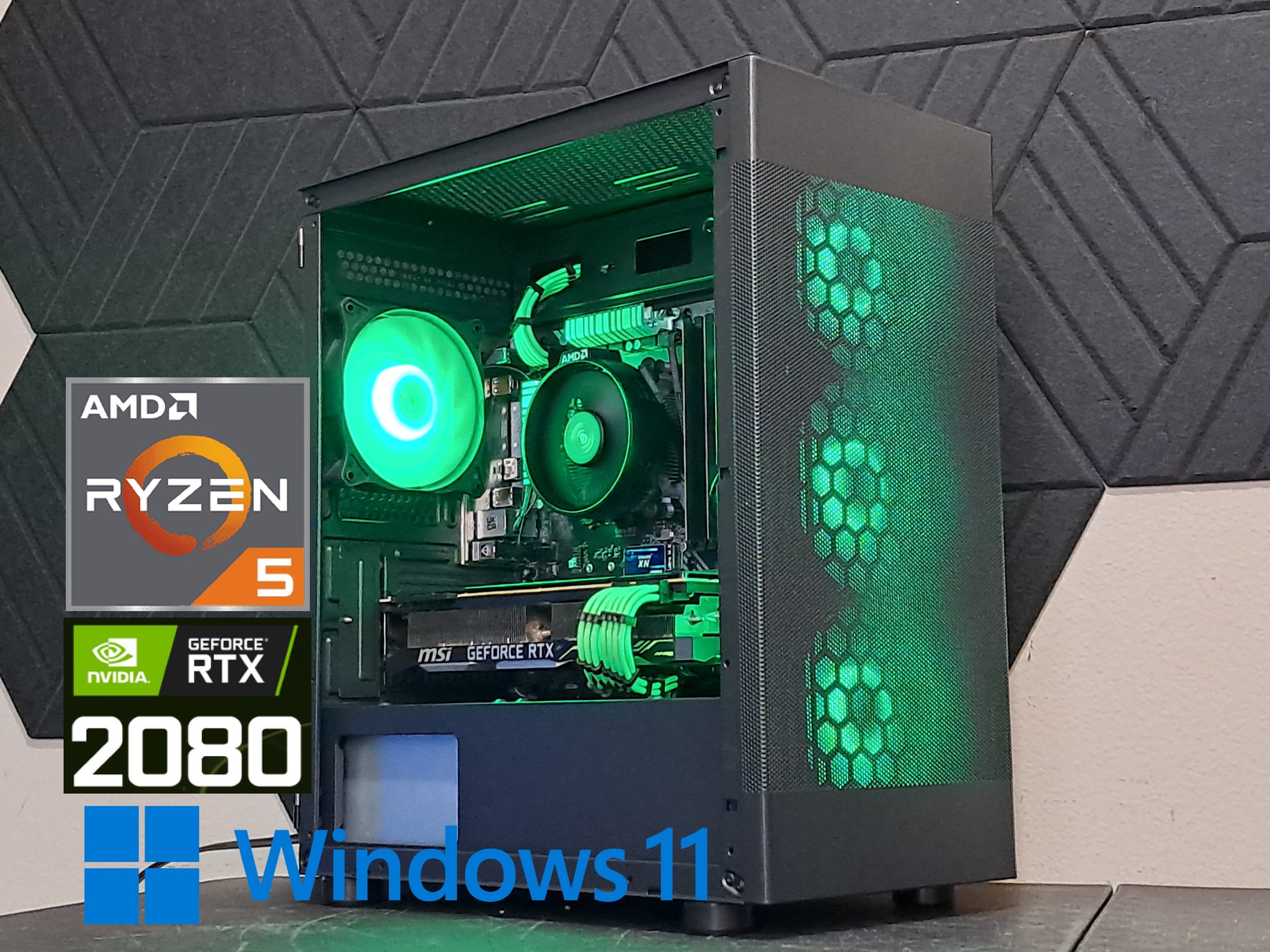 🟢Green with Envy🟢RTX 2080 | Ryzen 5 5500 | 16GB DDR4 | 1TB SSD | WiFi!