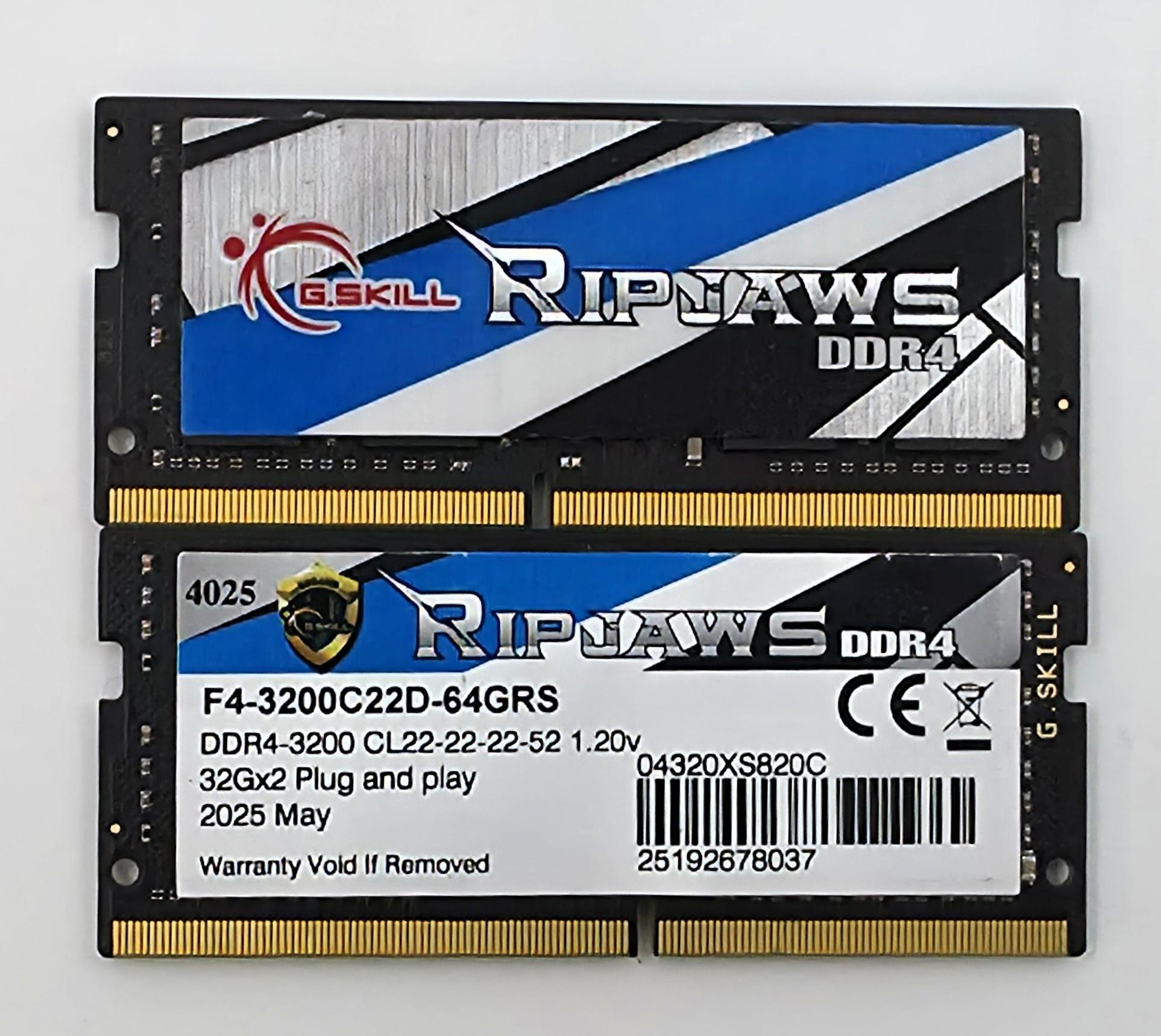 G.SKILL Ripjaws 64GB (2x32GB) SODIMM Series DDR4 RAM KIT