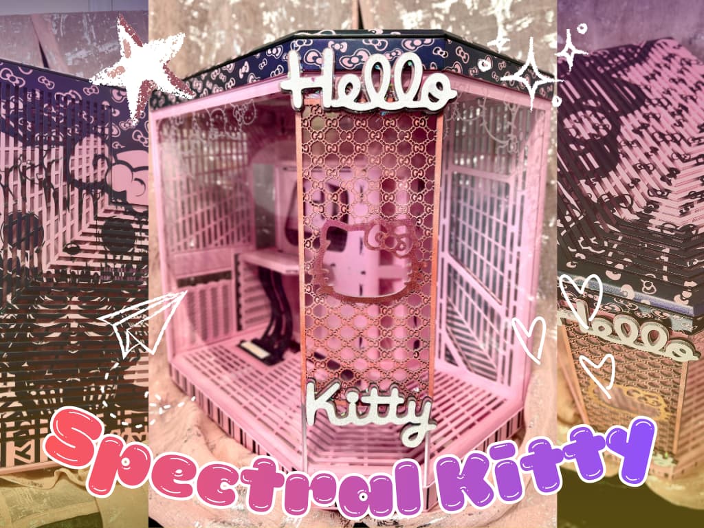 Spectral Kitty Custom PC Case - Hyte Y70 Strawberry