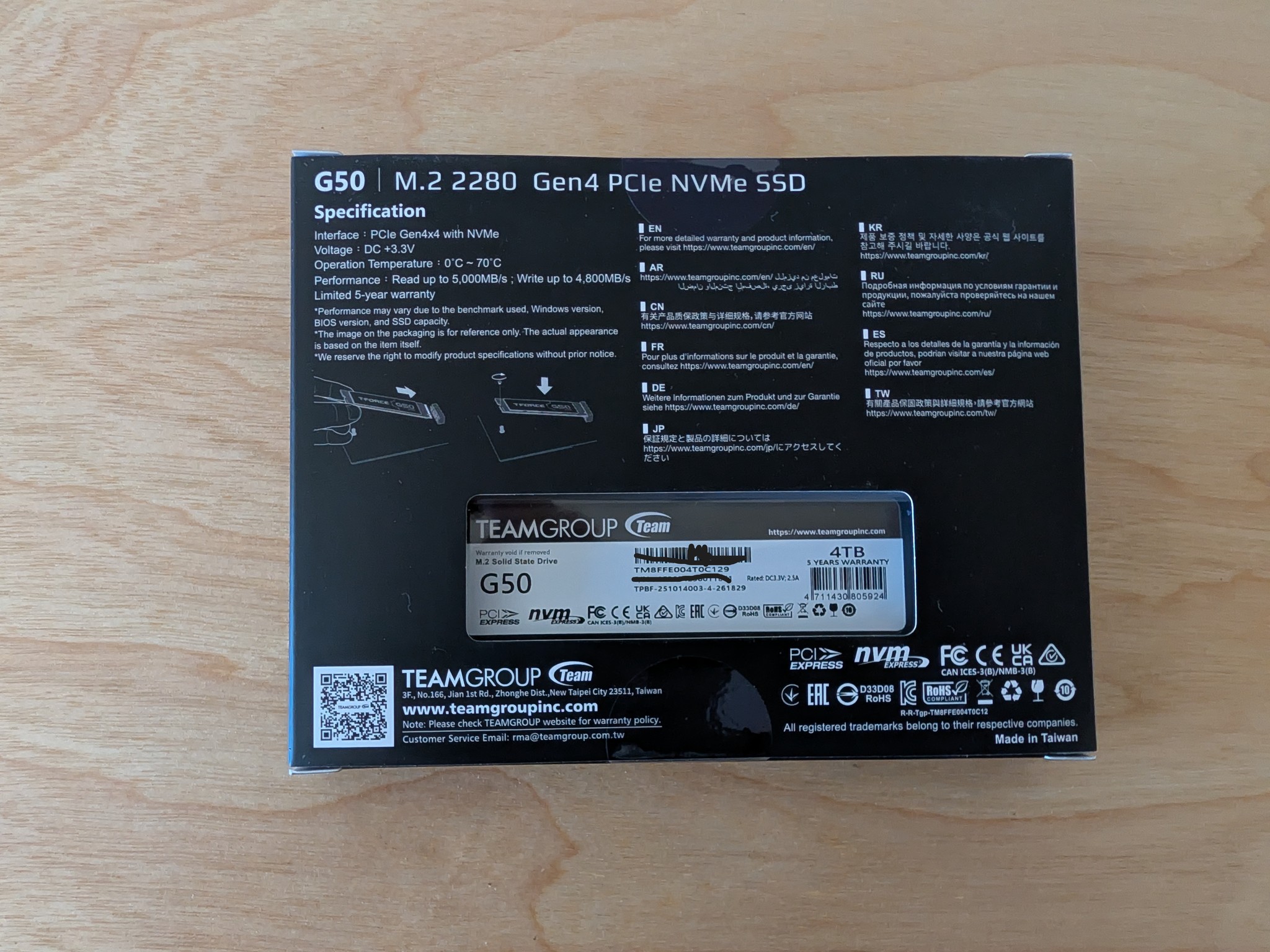 BRAND NEW TeamGroup T-FORCE G50 4TB PCIe Gen4 NVMe M.2 SSD | TLC | 5000MB/s | Graphene