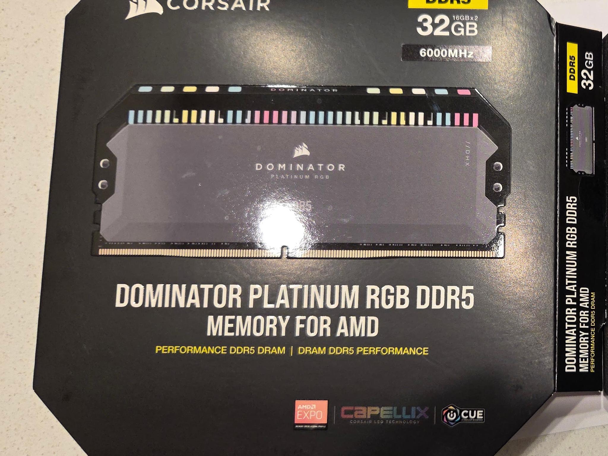 DOMINATOR® PLATINUM RGB DDR5 32GB (2x16GB) DRAM 6000MT/s CL30 AMD EXPO & Intel XMP Memory Kit