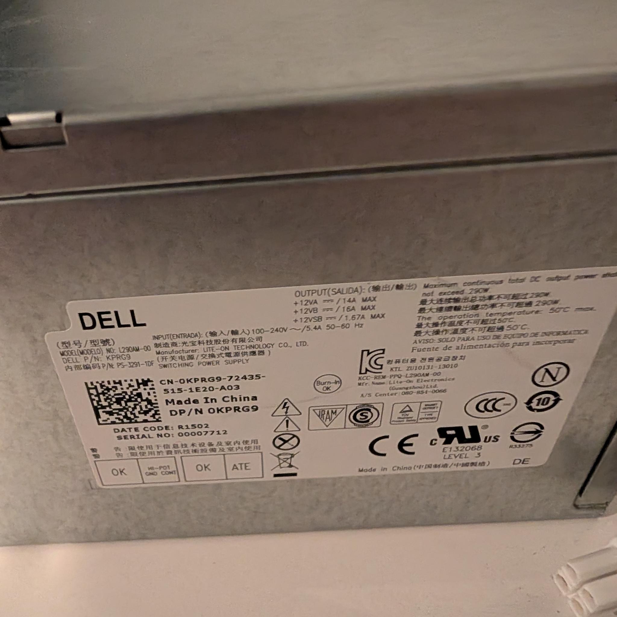 DELL 290W Proprietary PSU