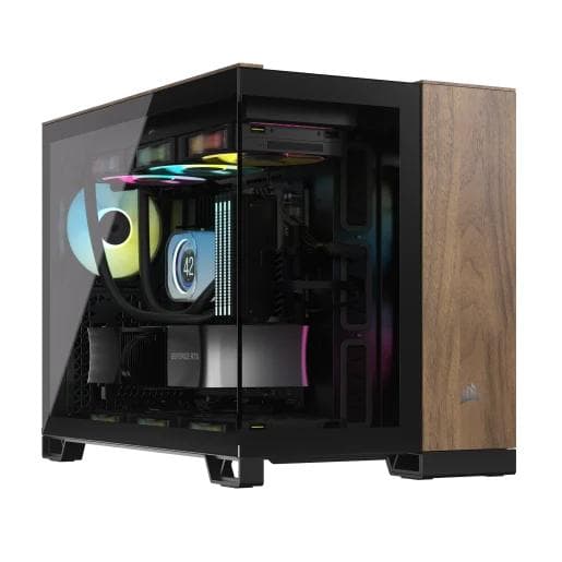 Corsair 2500X Walnut MicroATX Mini Tower Case w/ AIO and 9-fans pre-installed