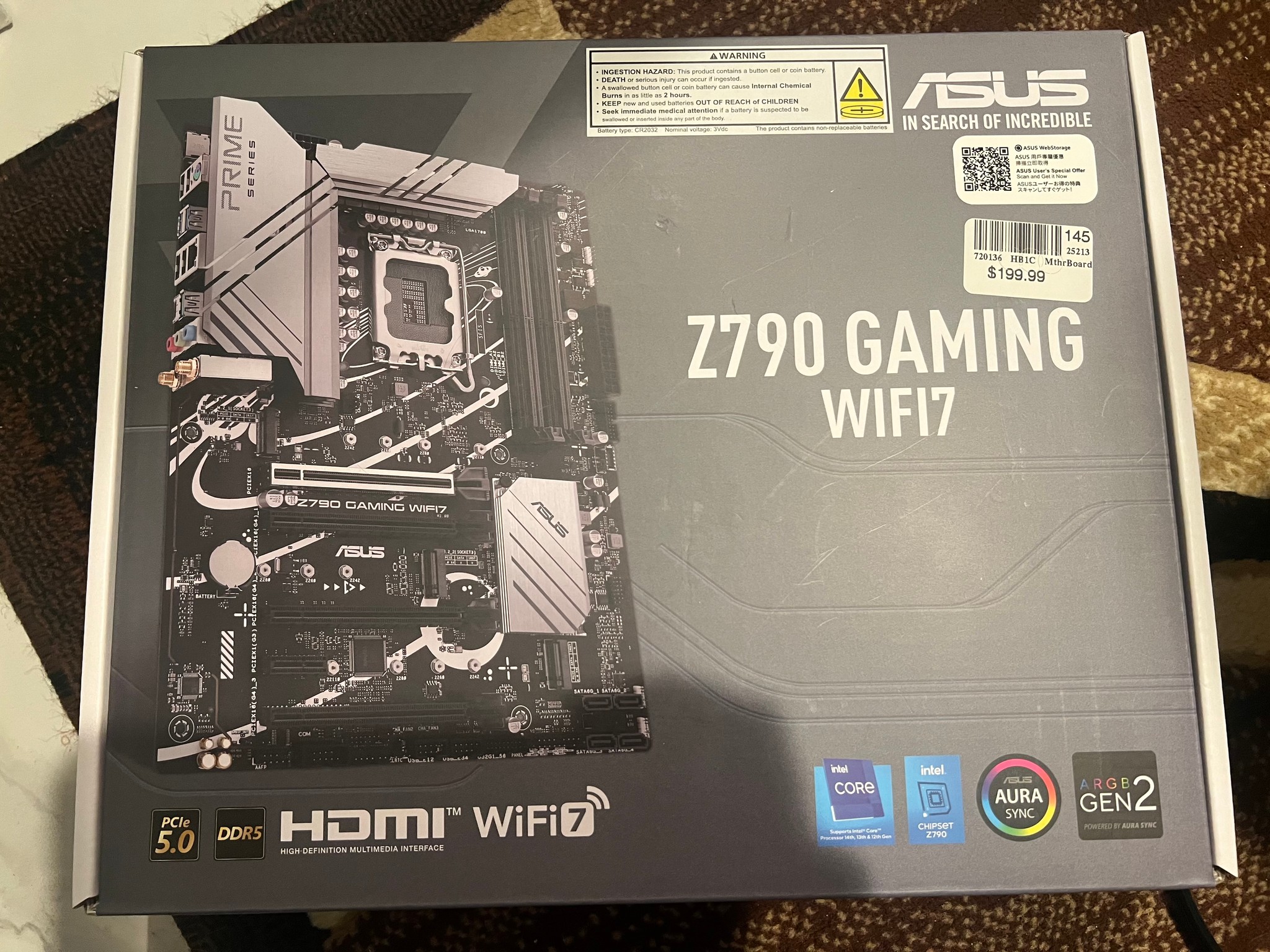 NEW ASUS Z790 Prime Gaming WIFI7 Intel LGA 1700 ATX DDR5 Motherboard