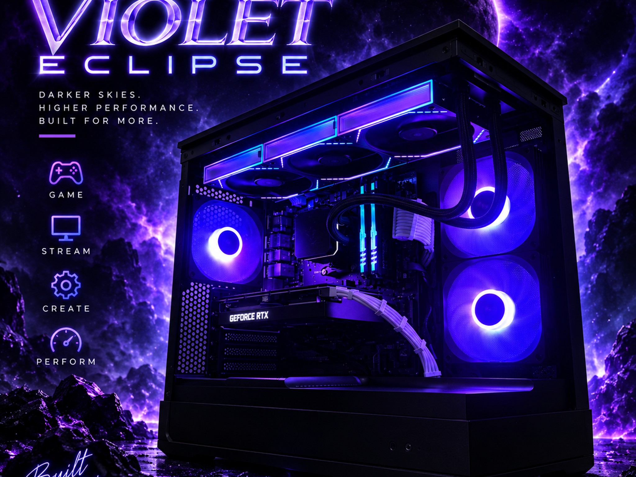 🟣"Voiolet Eclipse"⚫️| 1440p Gaming | RTX 3060 Ti | Ryzen 7 5700G | 16GB Ram | 1TB SSD