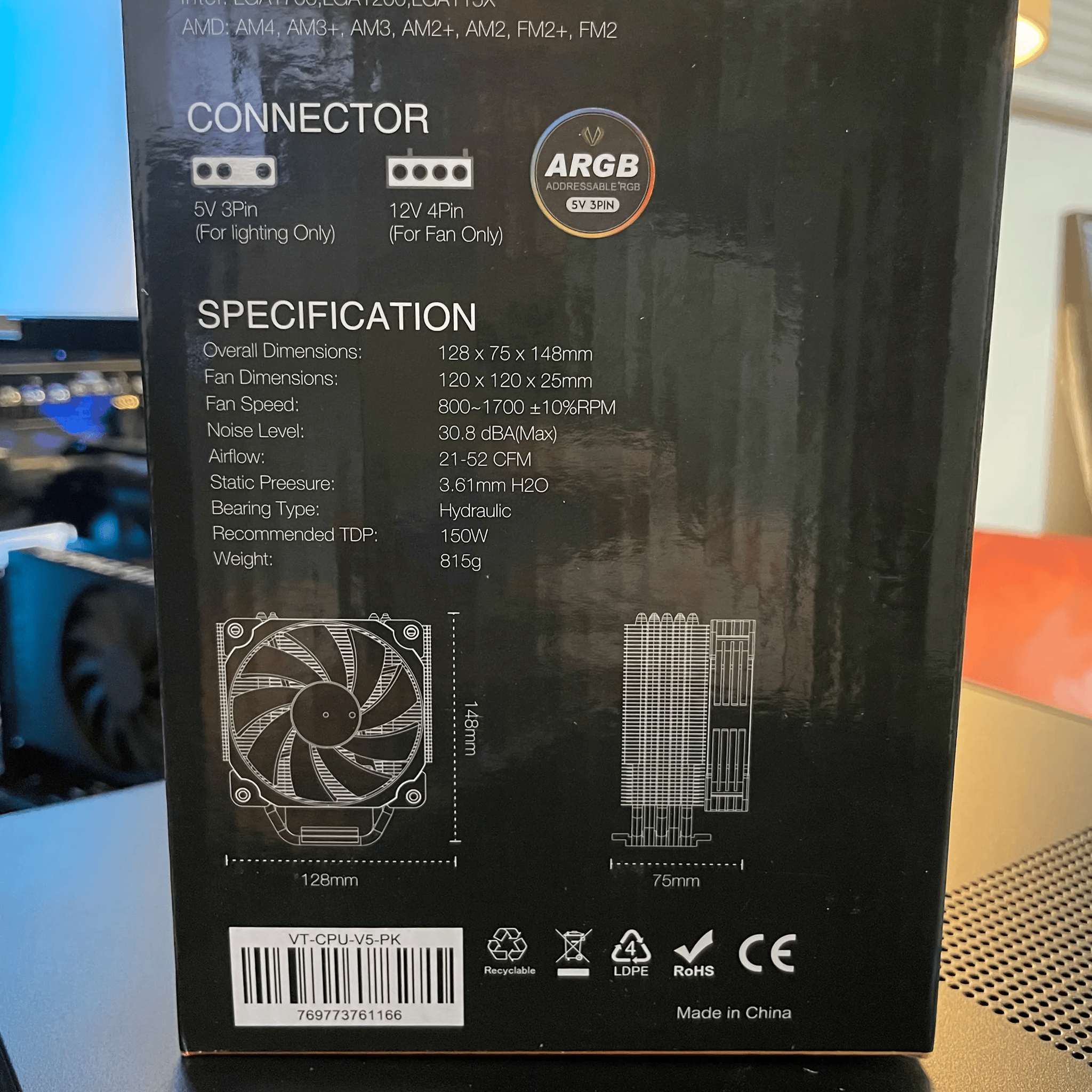 Vetroo V5 Pink CPU Cooler