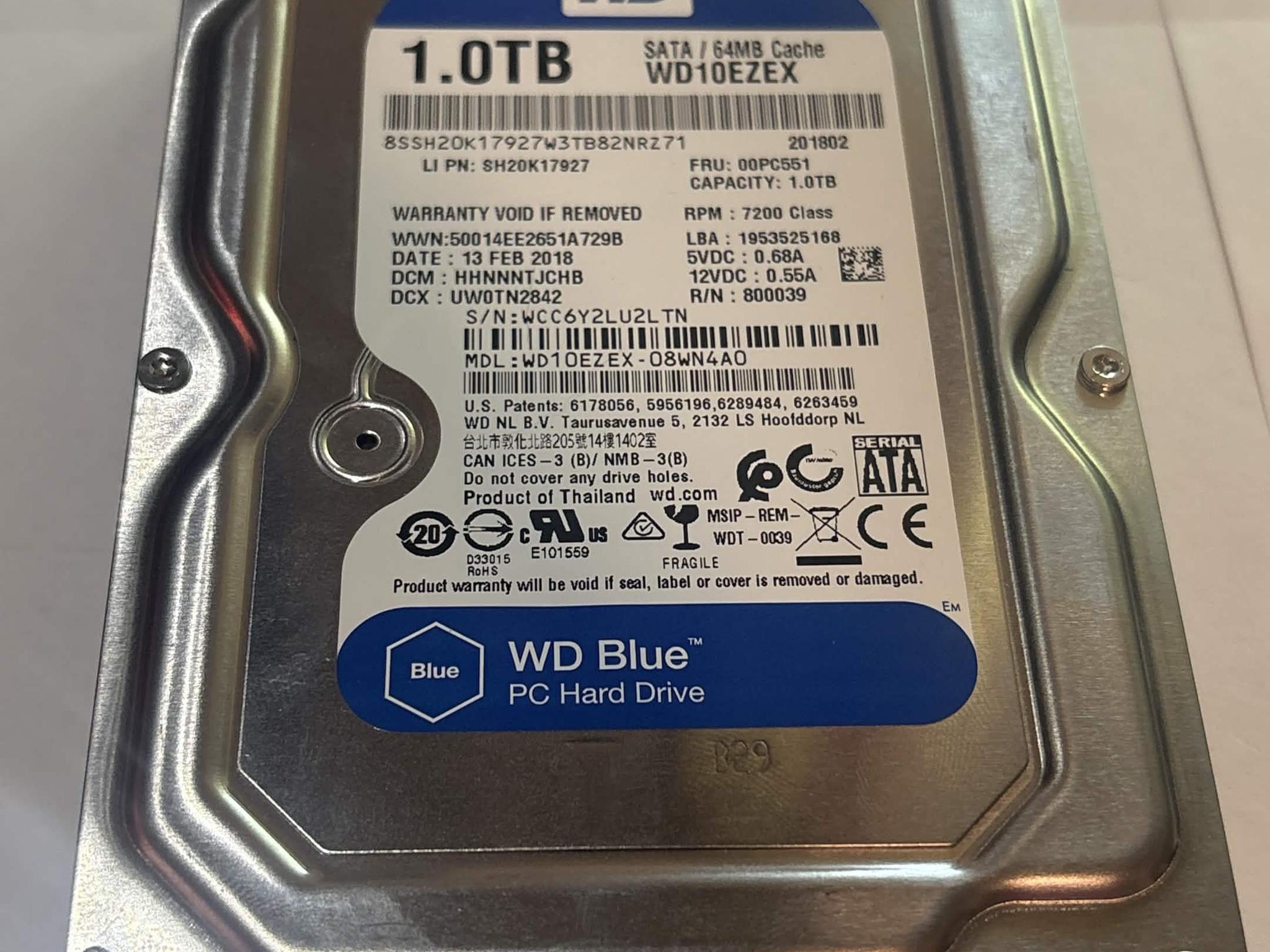 WD Blue 1TB 7200RPM SATA Hard Drive – CAUTION SMART Status