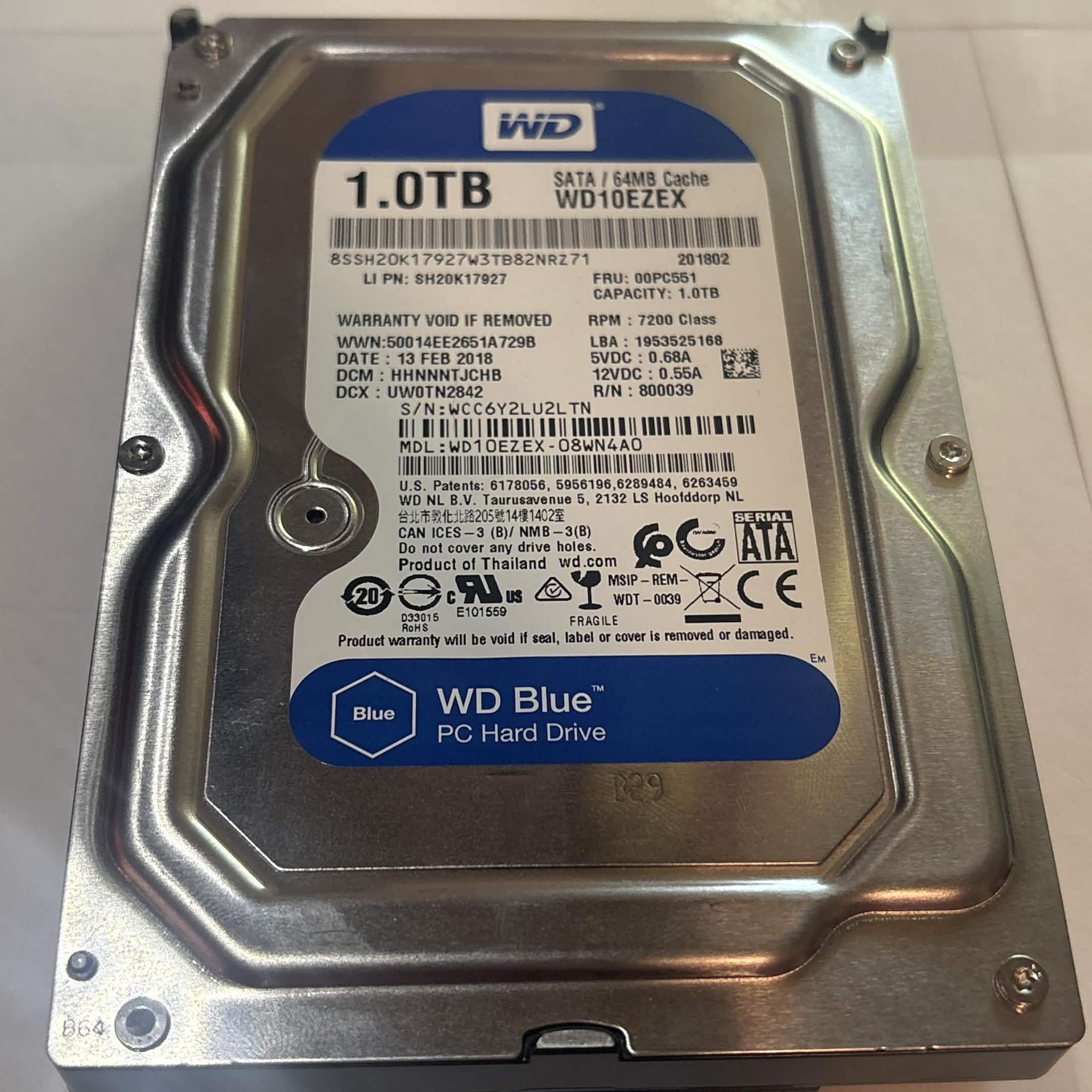 WD Blue 1TB 7200RPM SATA Hard Drive – CAUTION SMART Status