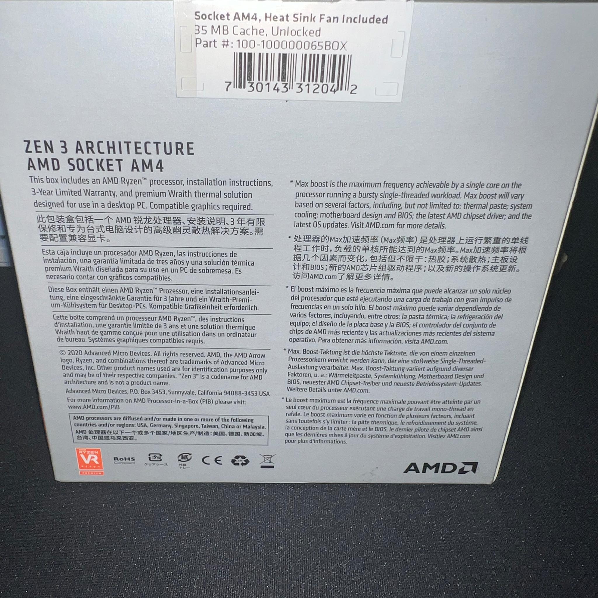 AMD Ryzen 5 5600X 6-core and 12-wire unlocked desktop processor Wraith Stealth Cooler (No paste)