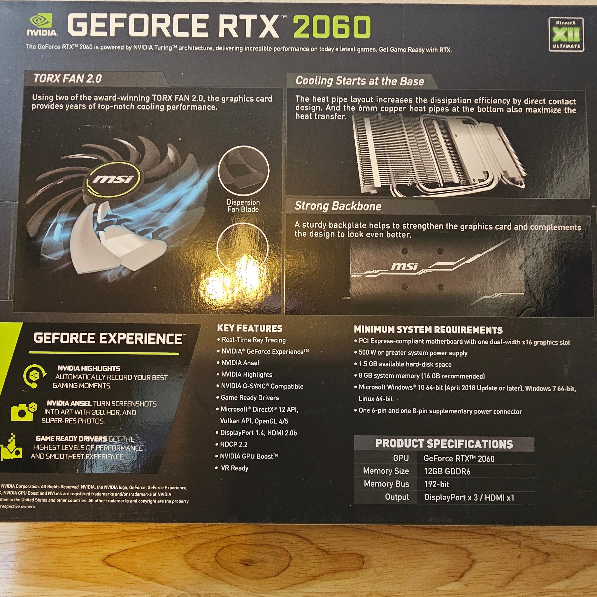 MSI GeForce RTX 2060 VENTUS GP 12G OC