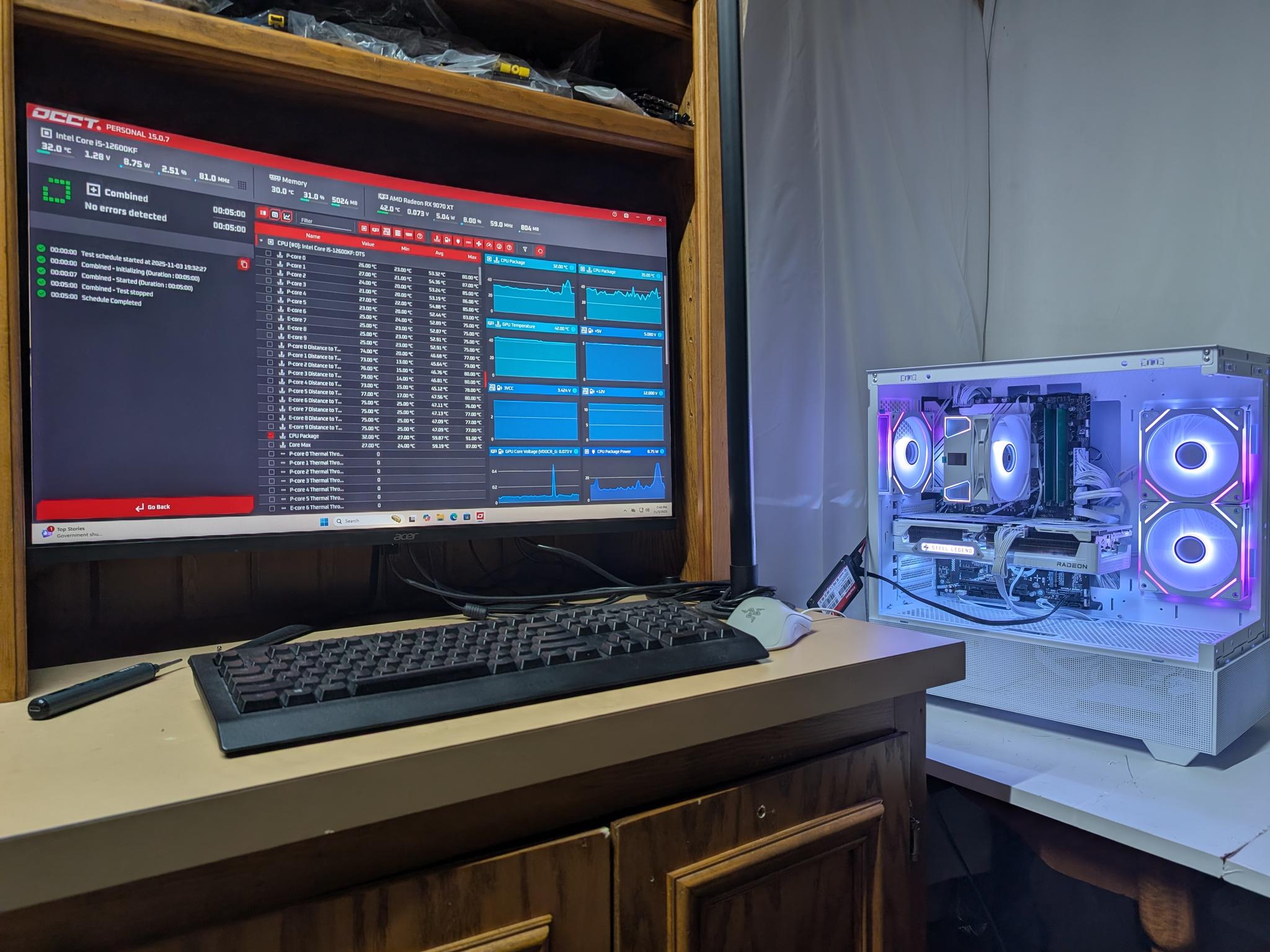 9070XT 16GB | I5 12600KF | 16GB DDR5 | 1TB NVME | 1000W PSU |ALL WHITE