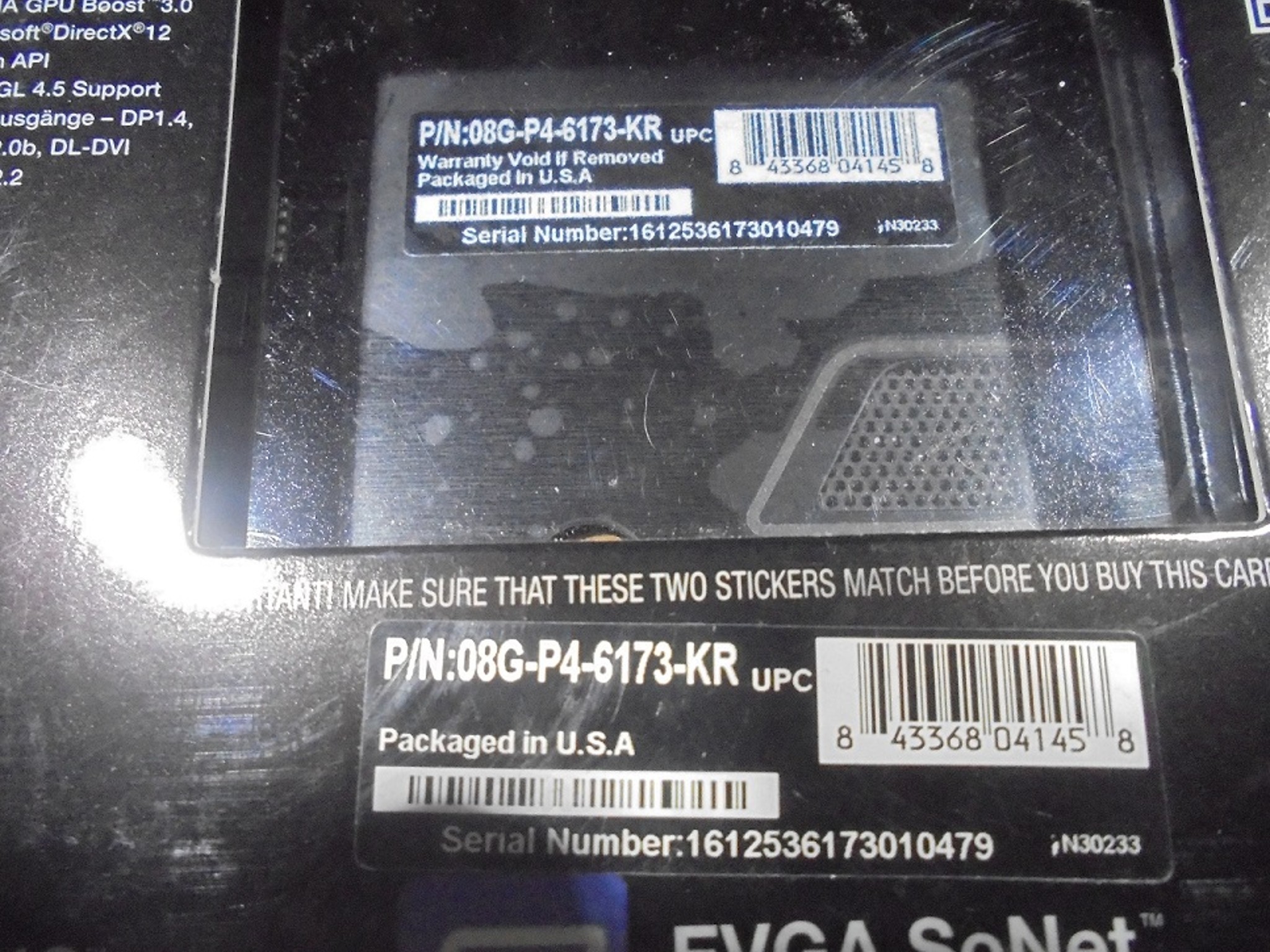 EVGA GTX 1070 8 GB BIOS SC/Great Condition/OE Box/OE Contents