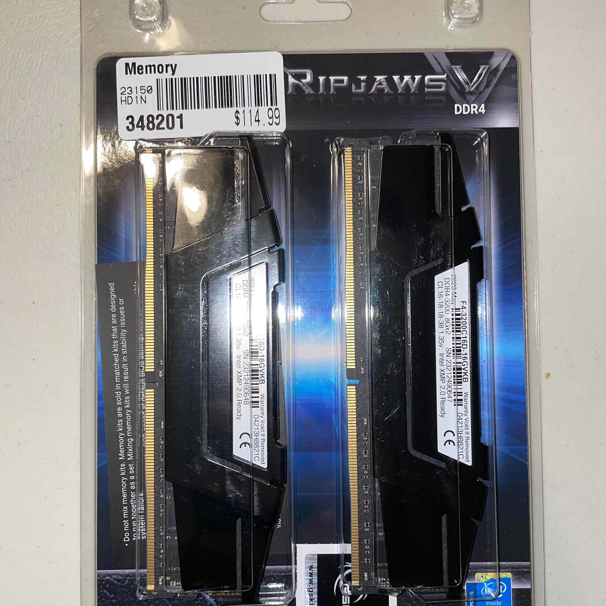 G.Skill Ripjaws V 16GB (2 x 8GB) DDR4-3200 PC4-25600 CL16 Dual Channel RAM Kit