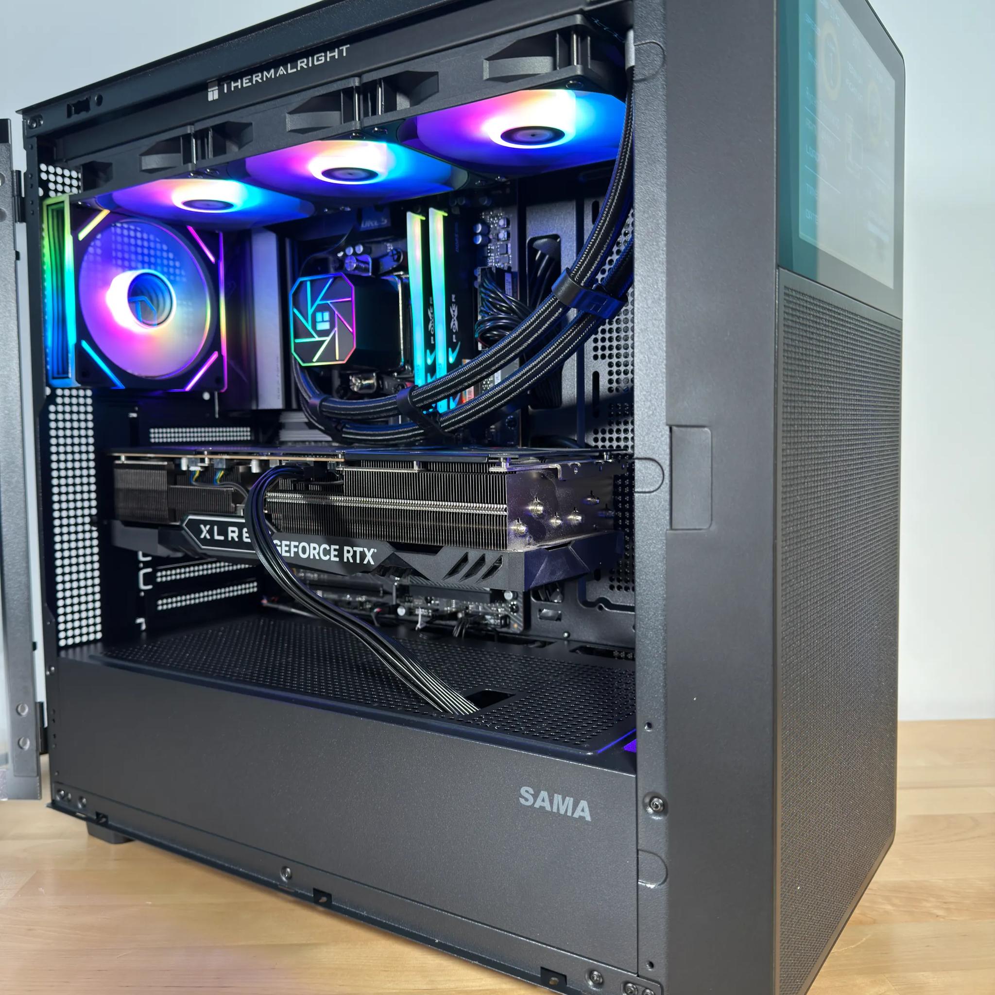 RTX 4080 Ryzen 9800X3D Gaming PC with Customizable Screen