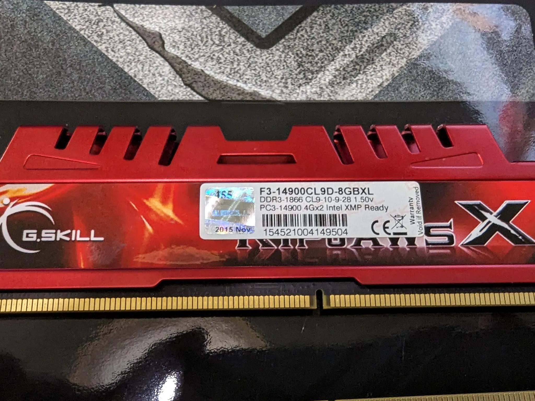 G.SKILL Ripjaws X DDR3-1866 PC3-14900 4096MVx2 Desktop Memory