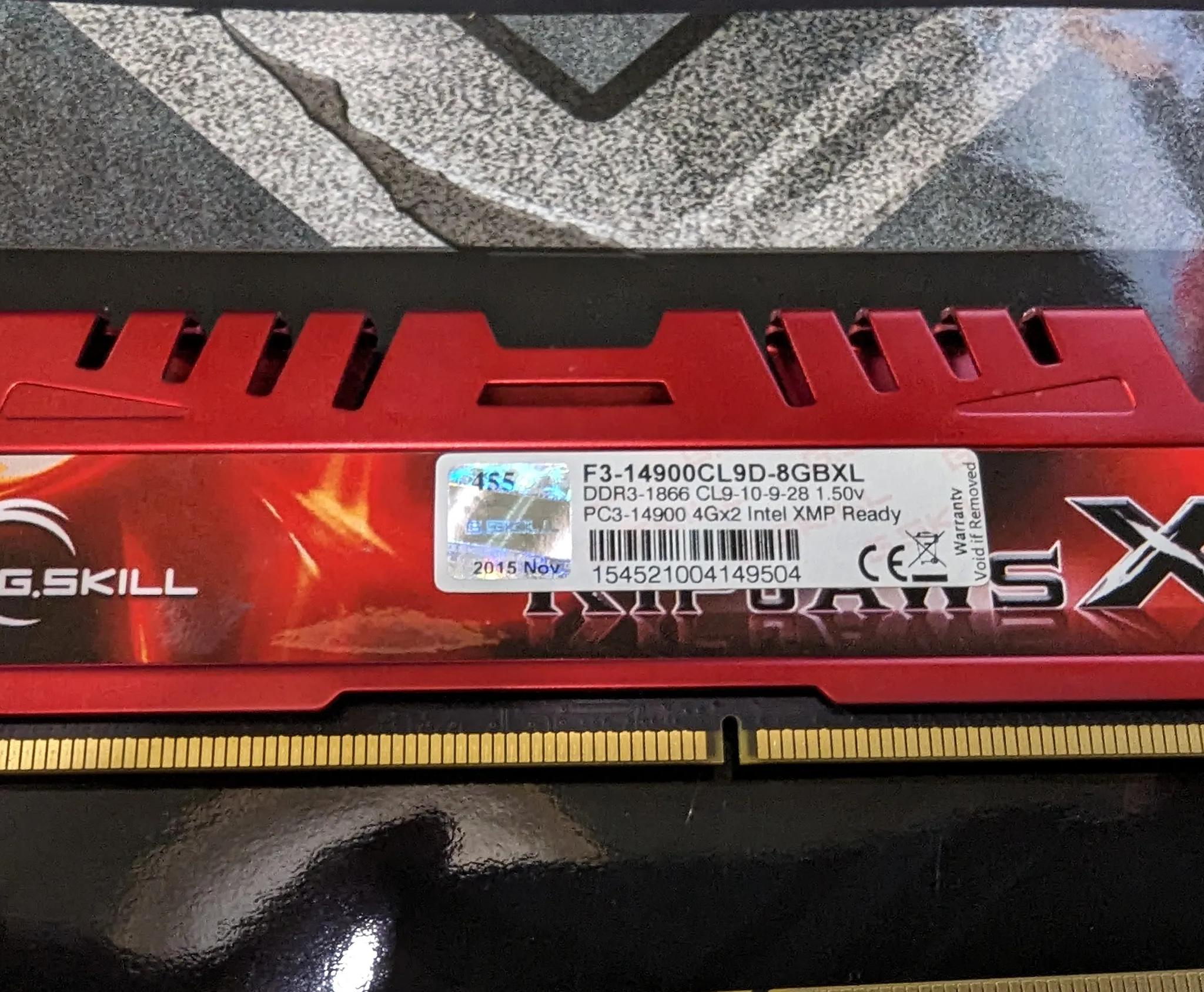 G.SKILL Ripjaws X DDR3-1866 PC3-14900 4096MVx2 Desktop Memory