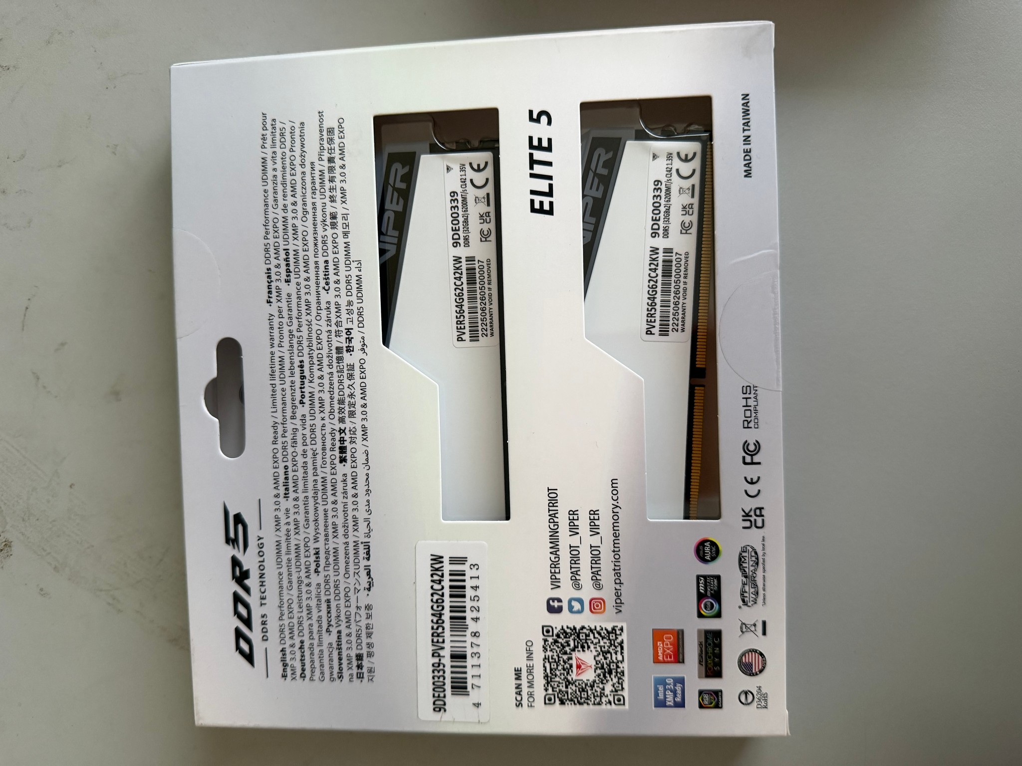64gb Patriot Viper Gaming Elite 5 RGB DDR5 6200mhz