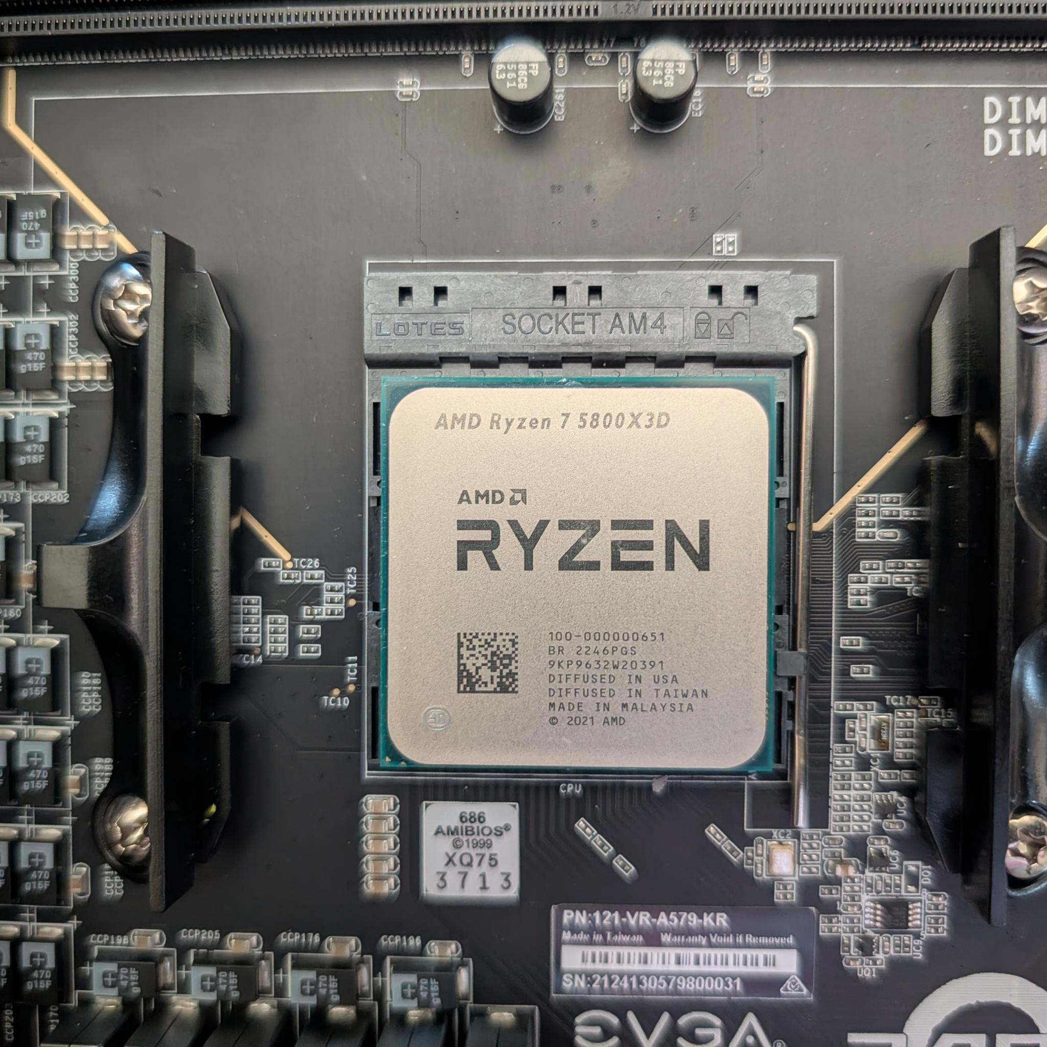 COMBO: EVGA X570 Dark MoBo w/AMD Ryzen 5800X3D CPU