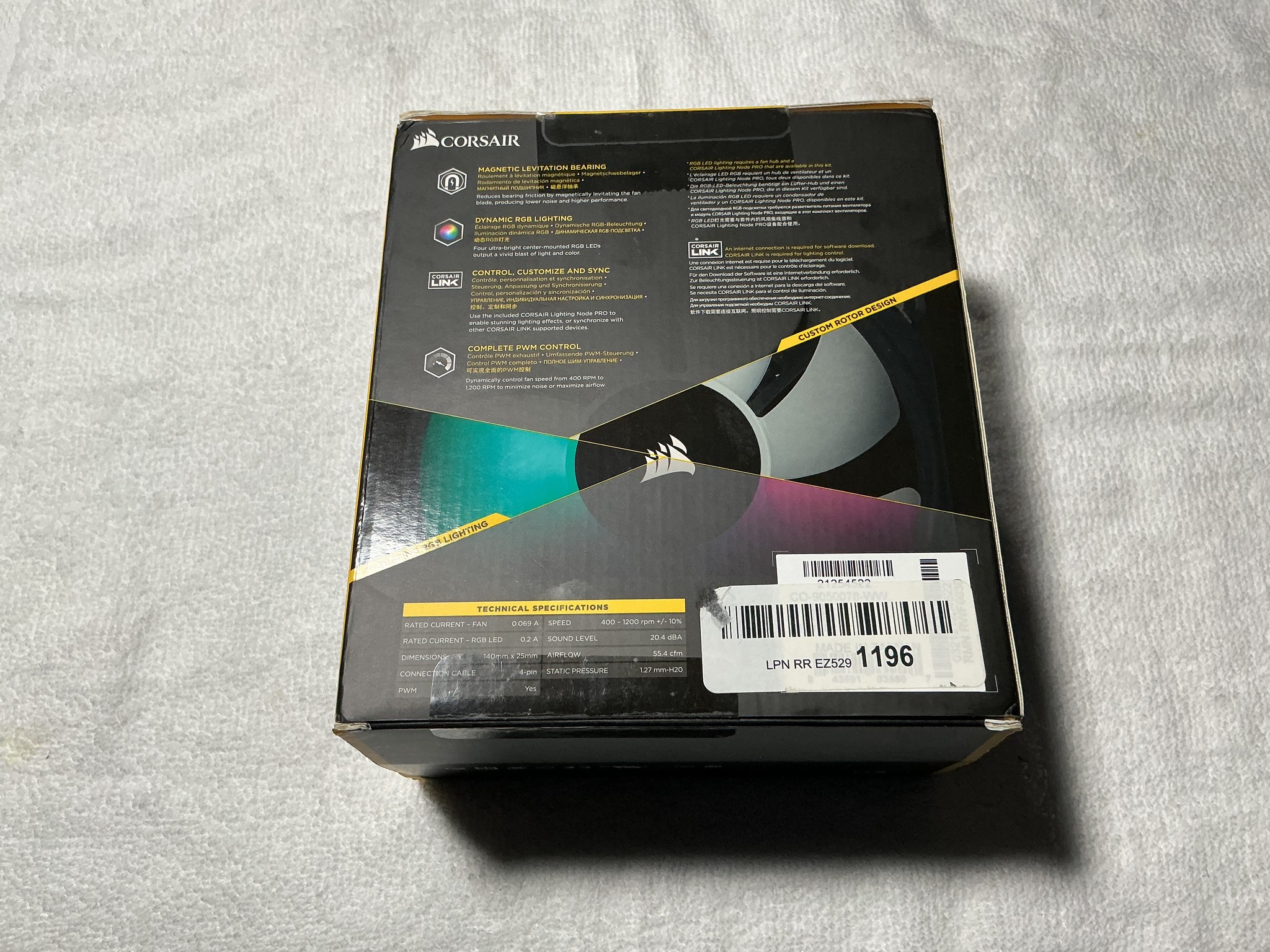 NEW in Box - CORSAIR ML140 PRO RGB 2-Pack with Lighting Node 140mm Magnetic Levitation RGB PWM Fan