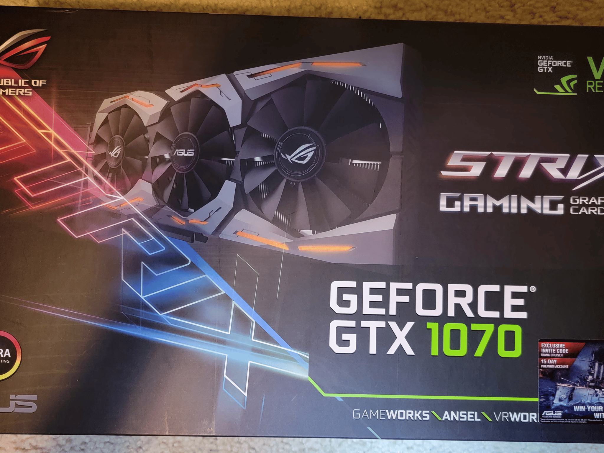 Asus ROG Strix GTX 1070 8GB GDDR5 Like New With Original Box