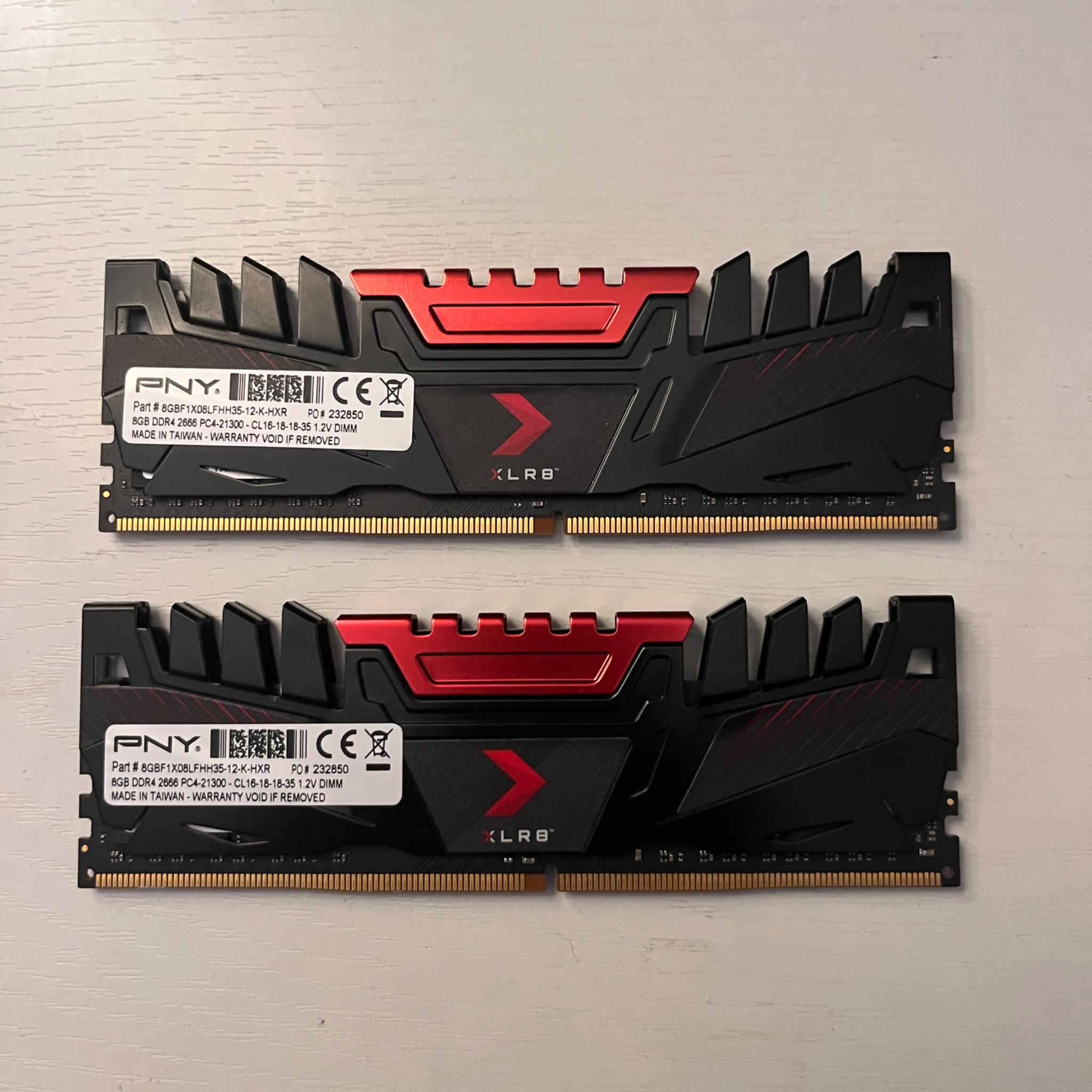 16GB PNY 2666 MHZ RAM (2x8gb dual channel)