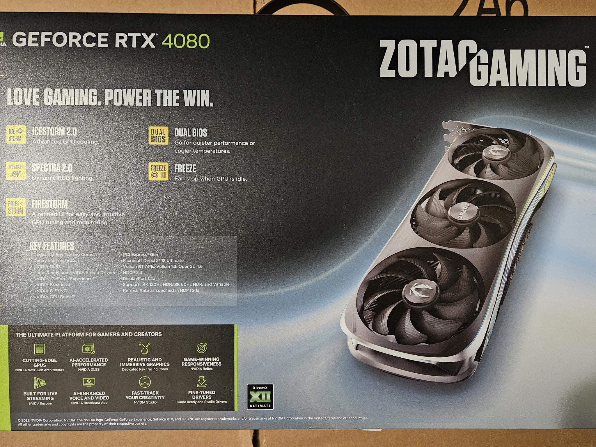 ZOTAC GAMING GeForce RTX 4080 16GB AMP Extreme AIRO - Used - In good condition