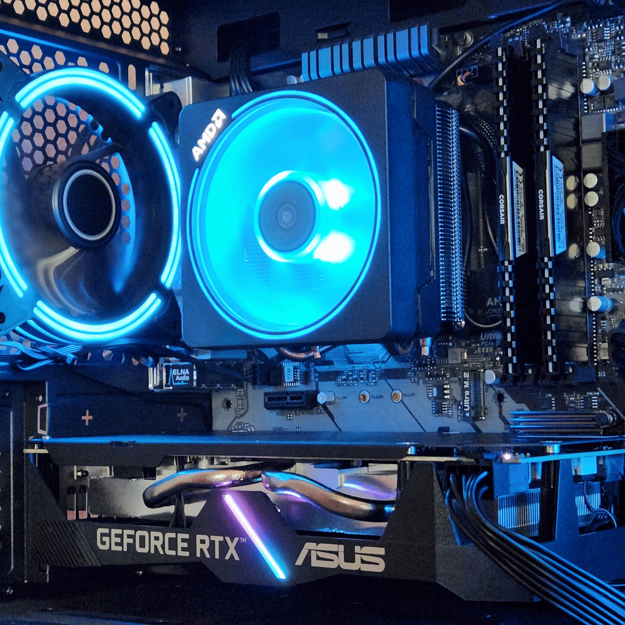 Ryzen 2600X with RTX 2060.  B450m, 16Gb Ram, 2TB storage, RGB!