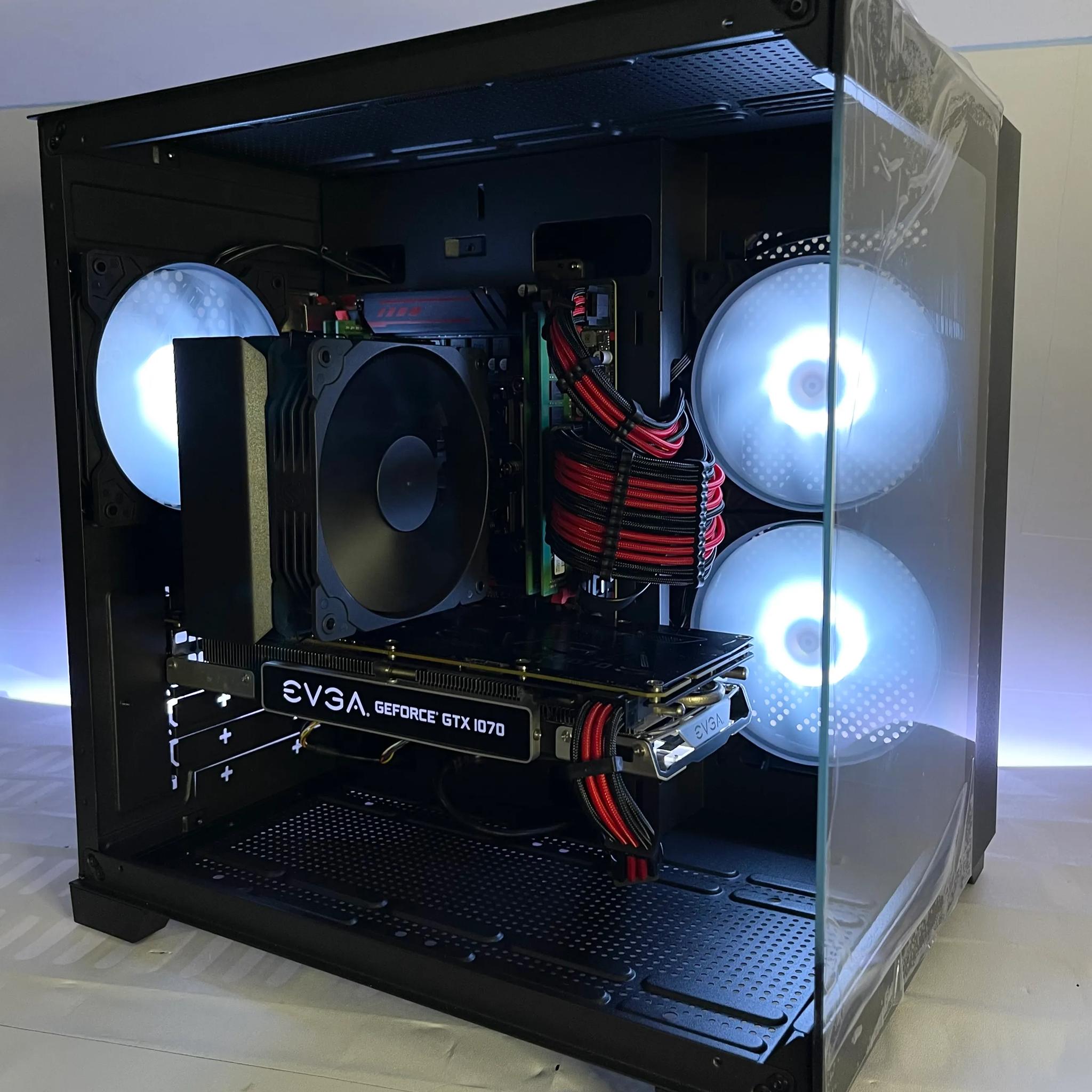 Red & Black 14C/28T Gaming PC (E5-2680 V4, 32GB RAM, GTX 1070, 512GB NVME/1TB HDD)