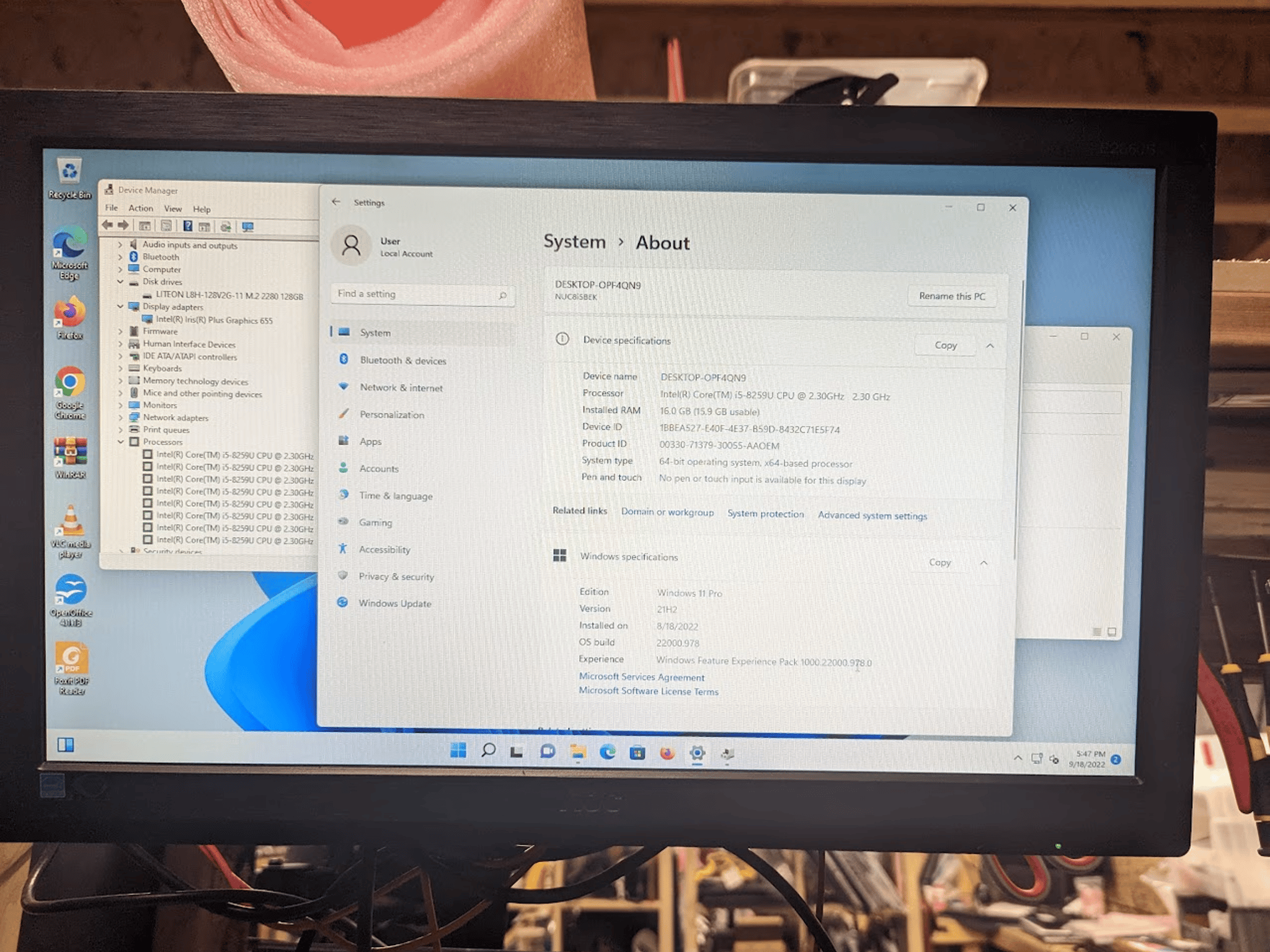 Intel NUC 8th Gen i5-8259U 2.30ghz Quad Core 16GB RAM 128GB SSD Mini PC Wifi/BT