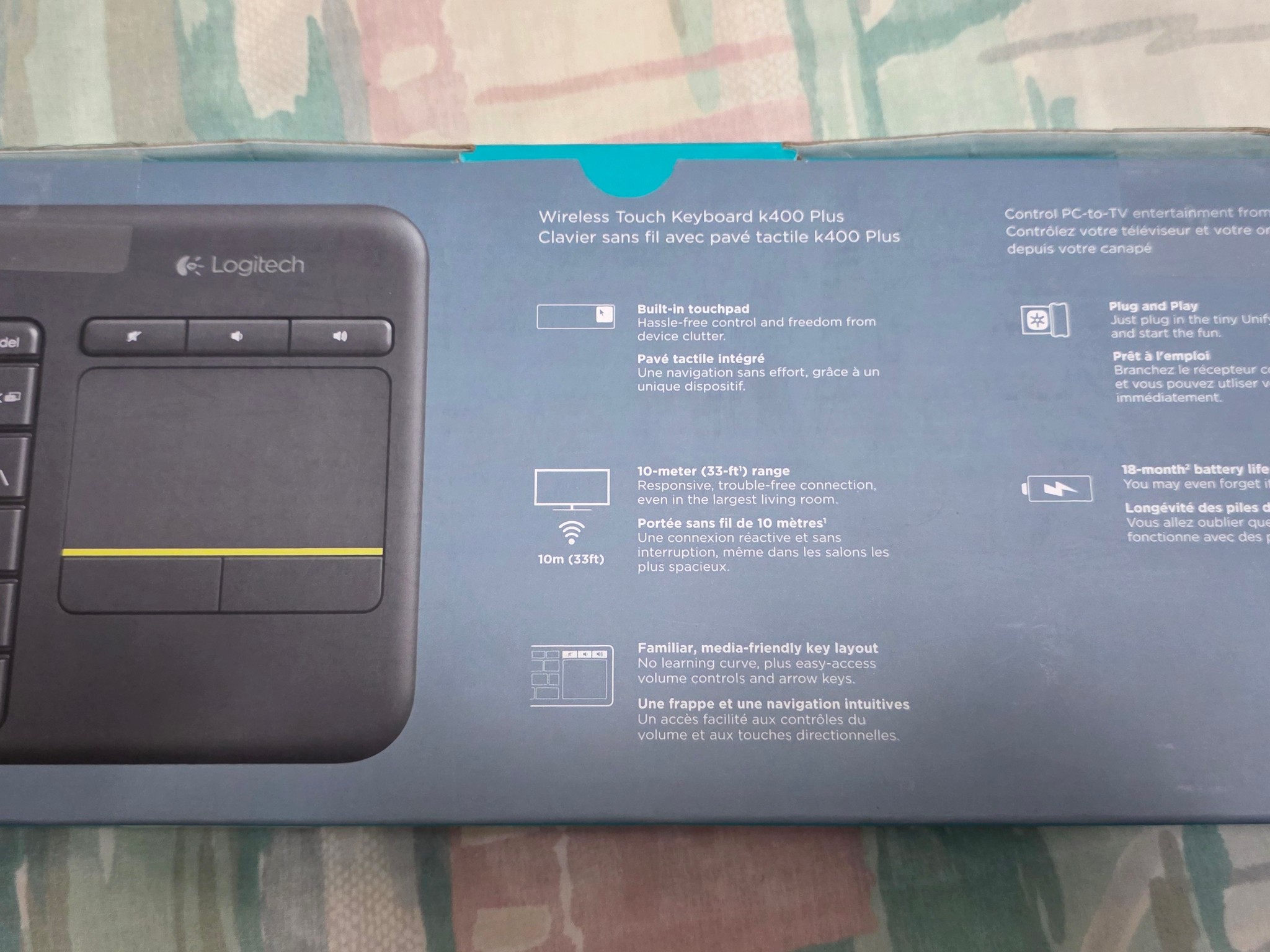 Logitech K400 Plus Wireless Touch TV Keyboard with Easy Media Control