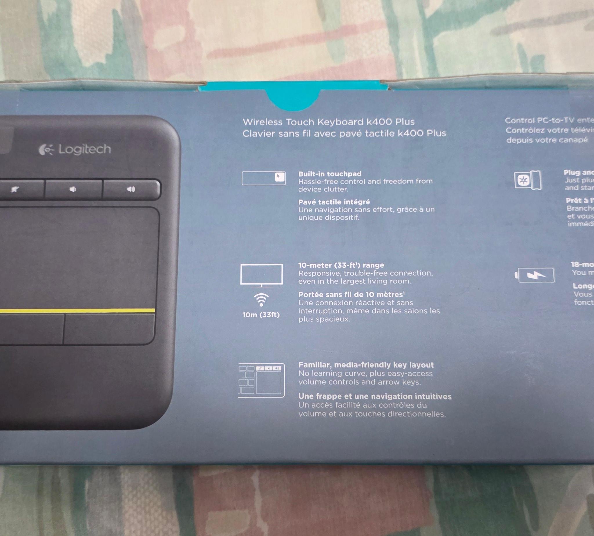 Logitech K400 Plus Wireless Touch TV Keyboard with Easy Media Control