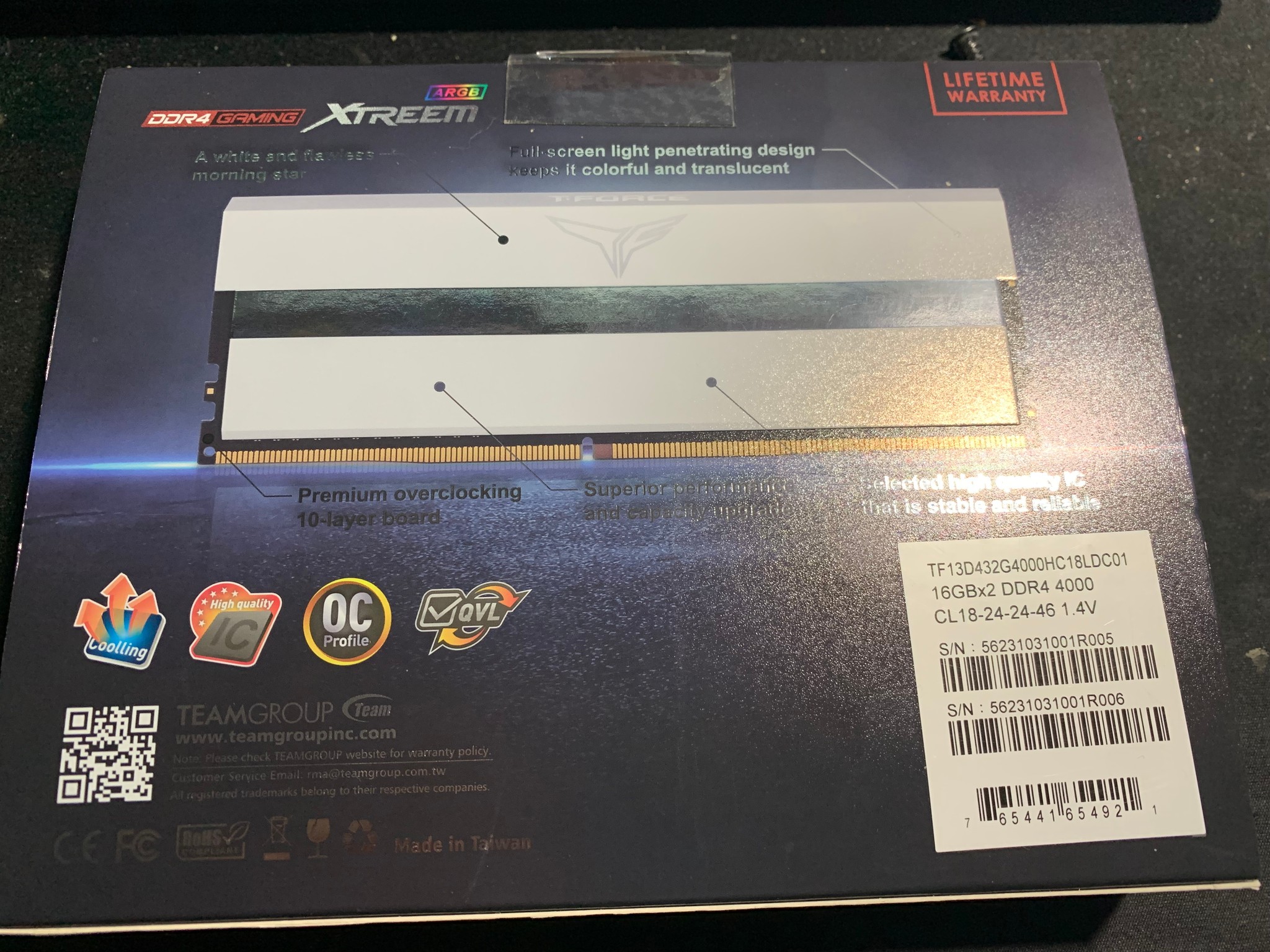 Teamgroup T-Force XTreem ARGB 32GB (16GB x 2) 4000MHz DDR4 White Gaming RAM Memory