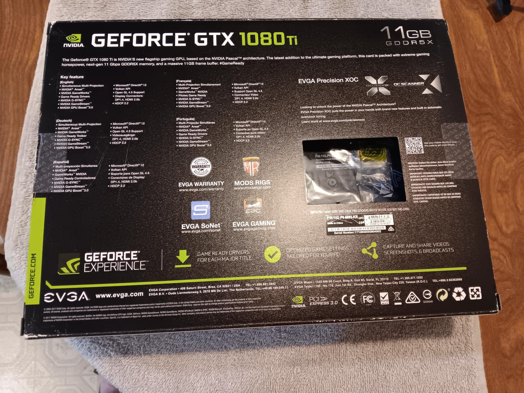 EVGA GeForce GTX-1080ti 11GB IOB For Parts