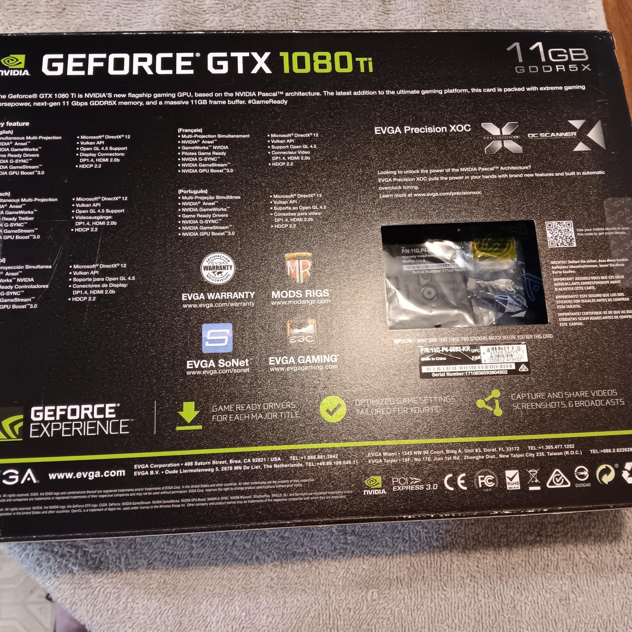 EVGA GeForce GTX-1080ti 11GB IOB For Parts