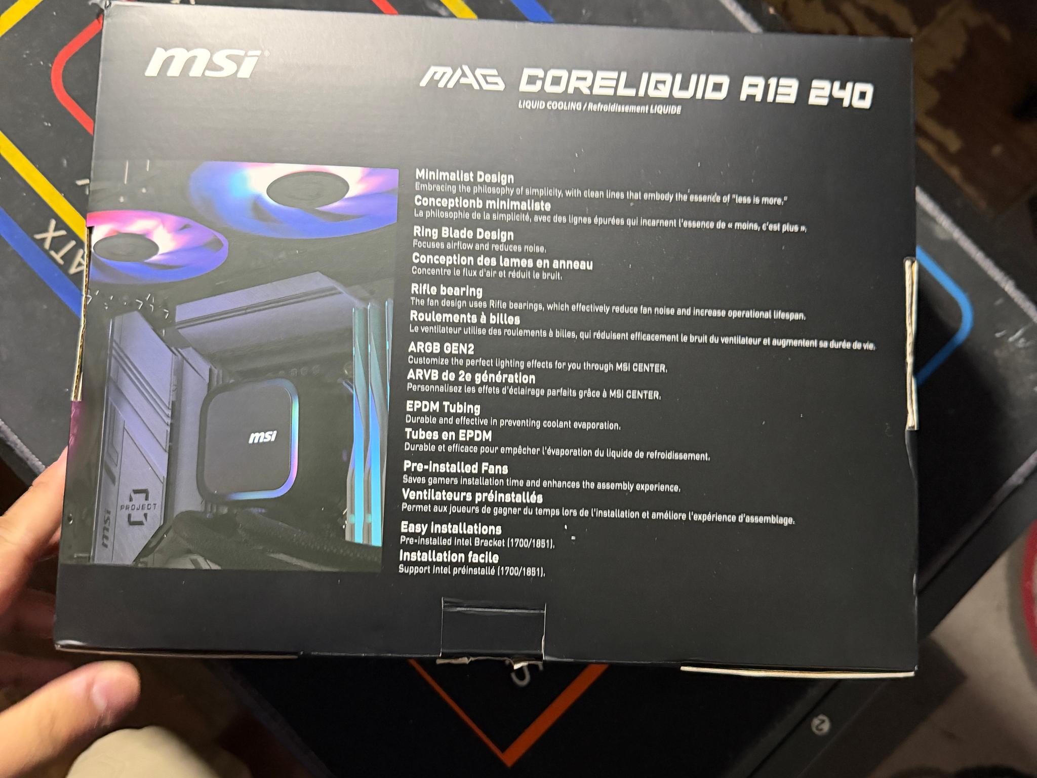 MSI 240mm AIO CPU cooler