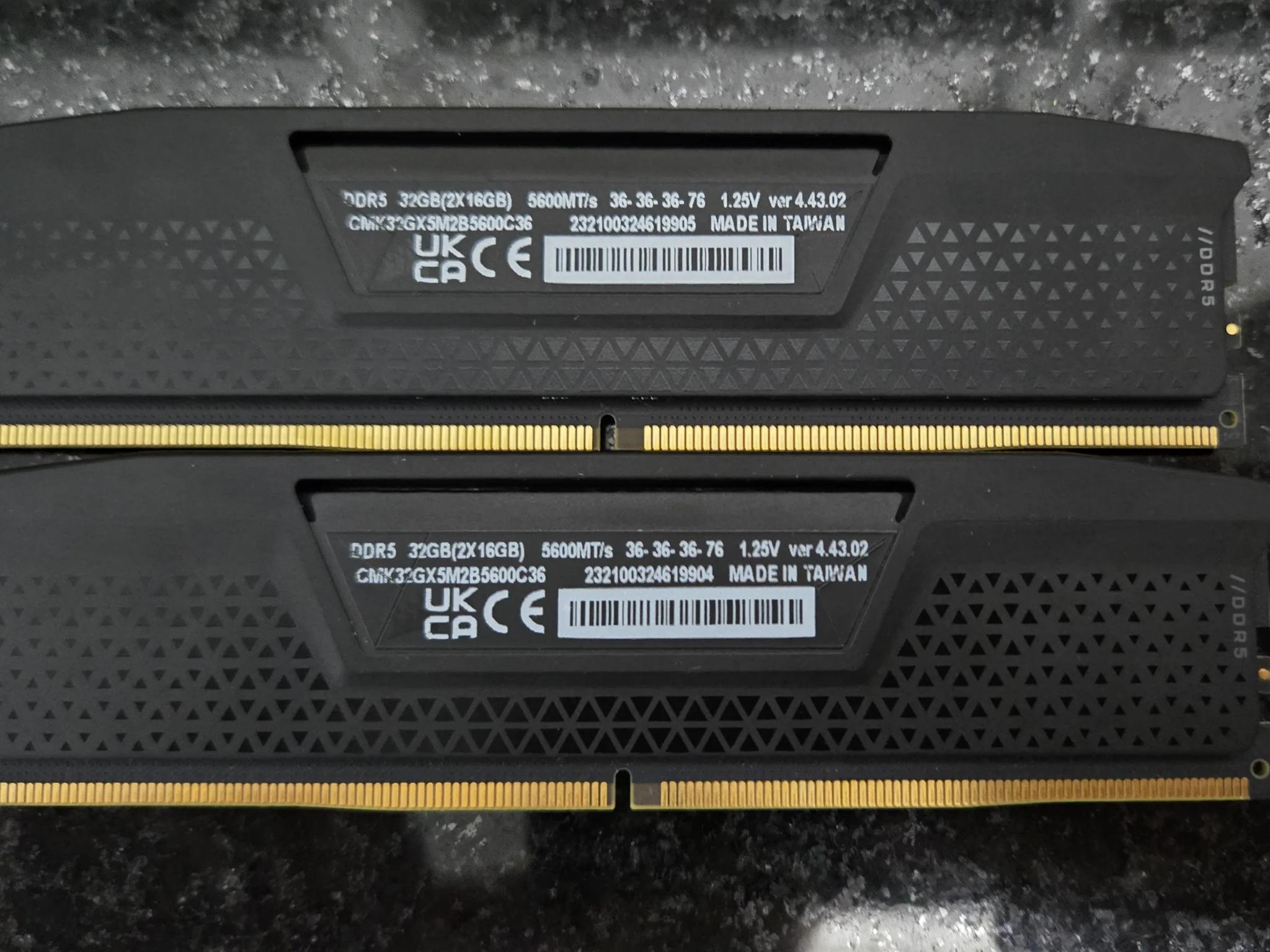 Corsair Vengeance 32GB (2 x 16GB) DDR5 Memory (CMK32GX5M2B5600C36)