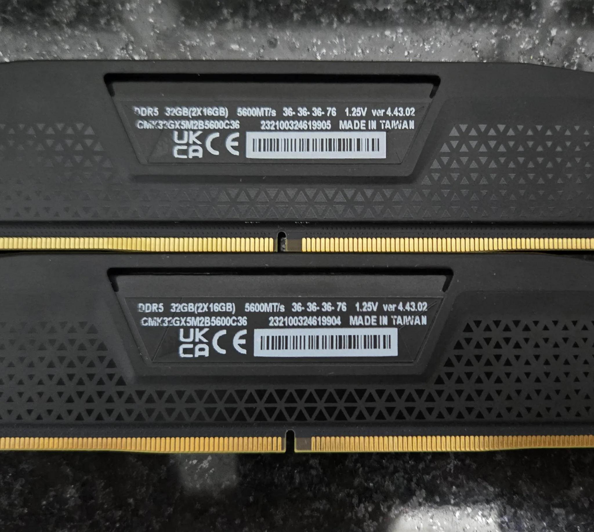 Corsair Vengeance 32GB (2 x 16GB) DDR5 Memory (CMK32GX5M2B5600C36)