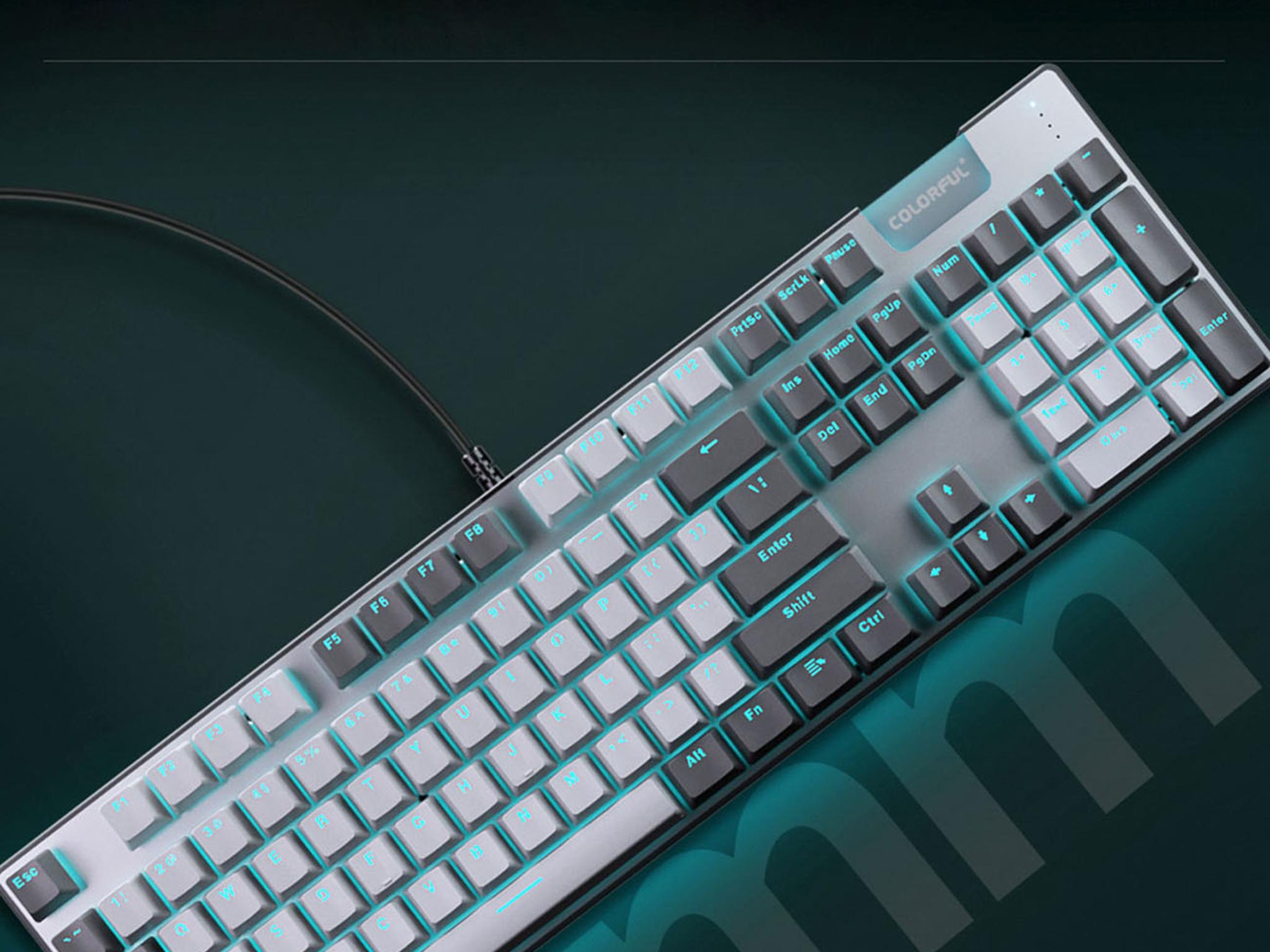 Colorful CGK100 RGB Mechanical Gaming Keyboard, USB Backlit LED 104 Keys Wired Mechanical