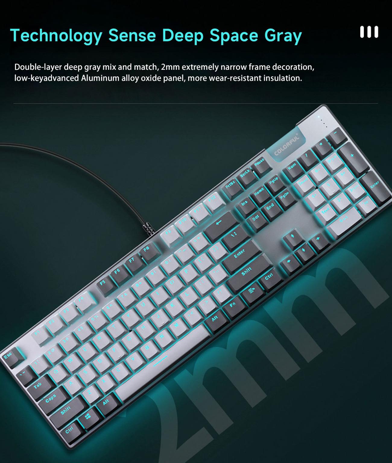 Colorful CGK100 RGB Mechanical Gaming Keyboard, USB Backlit LED 104 Keys Wired Mechanical