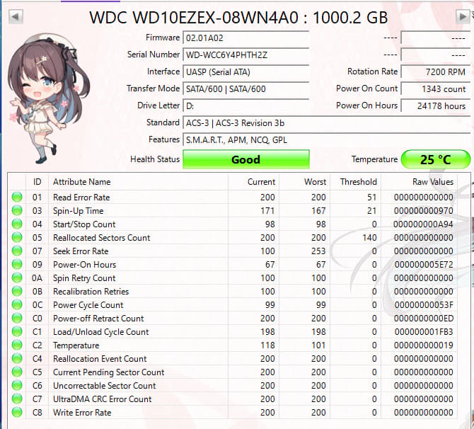 WD Blue 1TB 7200RPM SATA Hard Drive | Tested & Healthy