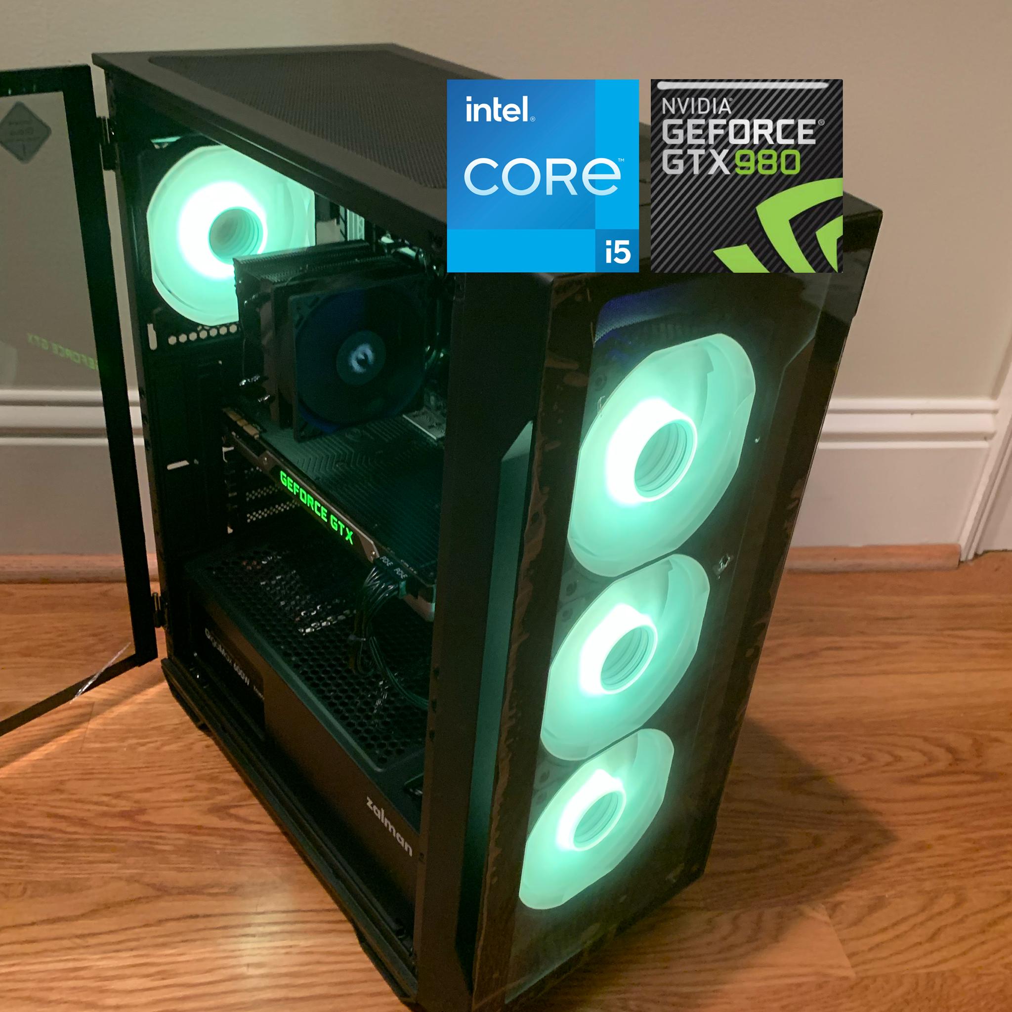 NVIDIA GTX 980 i5 7500 CUSTOM GAMING PC 16GB DDR4 512GB SSD RGB LIGHTING WINDOWS 10 INSTALLED