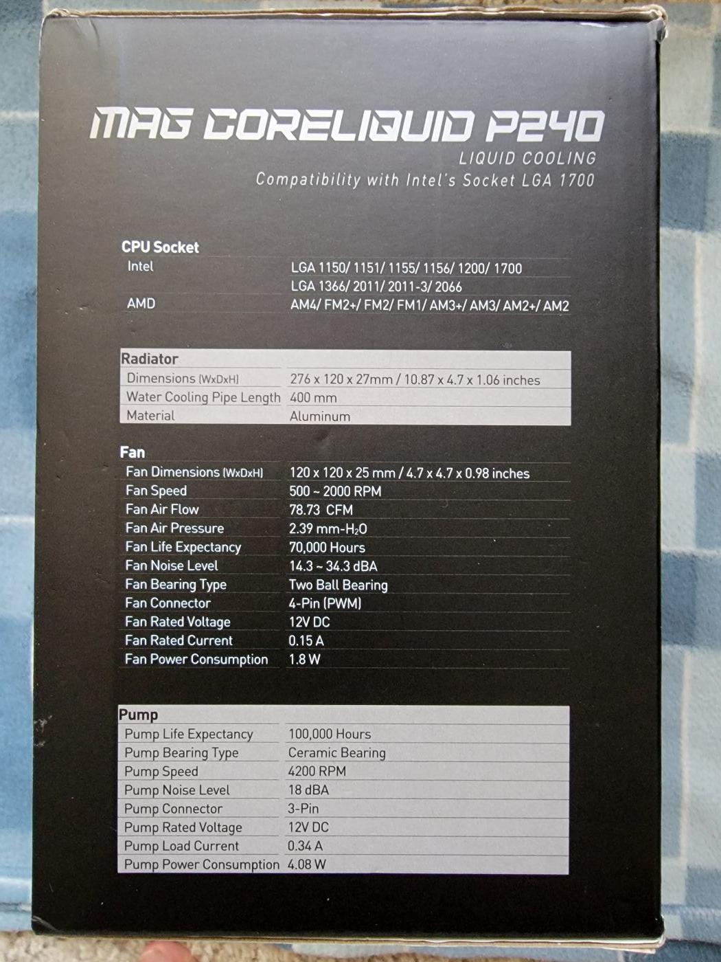 MSI MAG Core Liquid P240 AIO - Open Box - Never Used