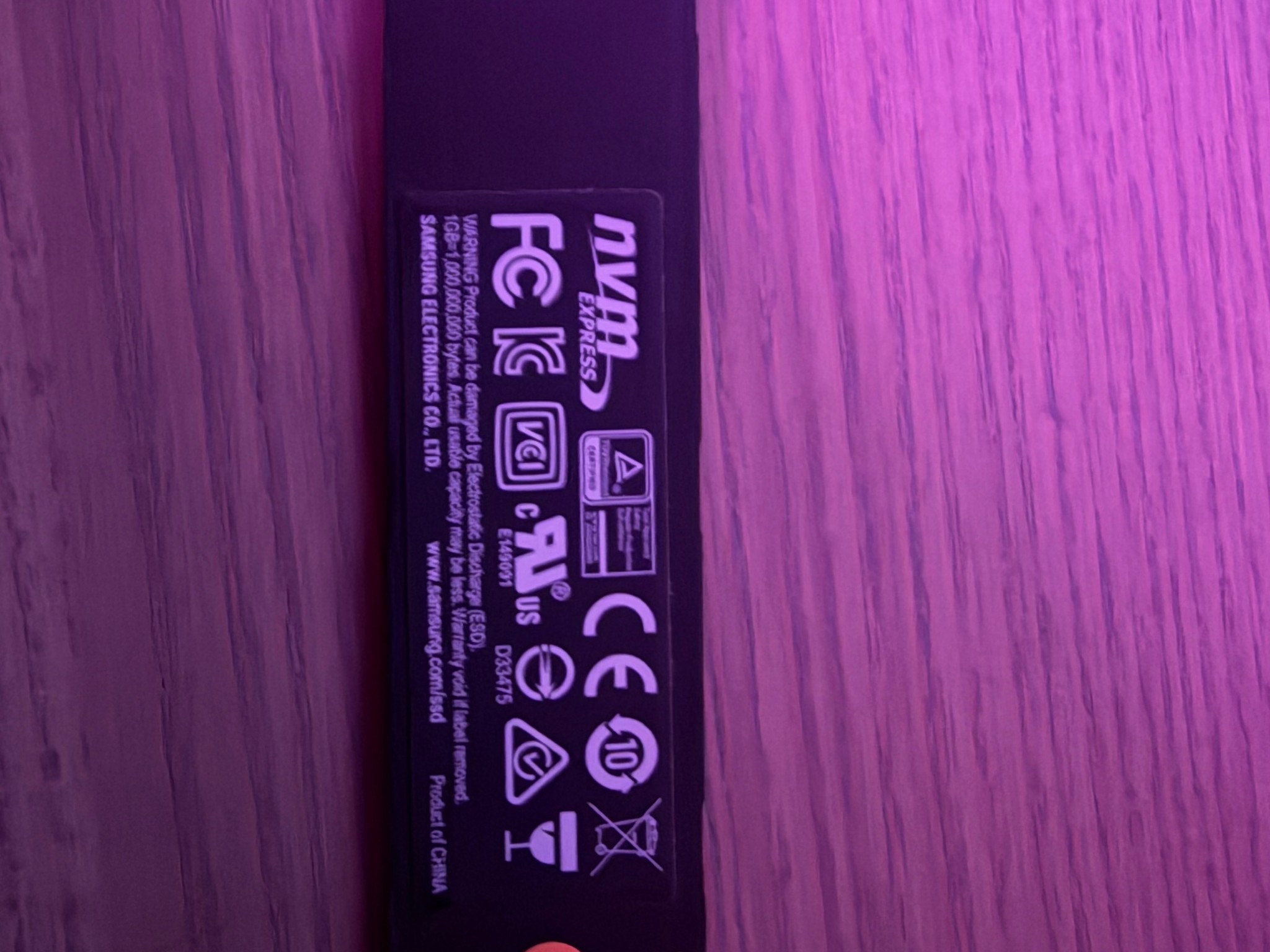 Samsung 960 Pro 512 MB NVME SSD